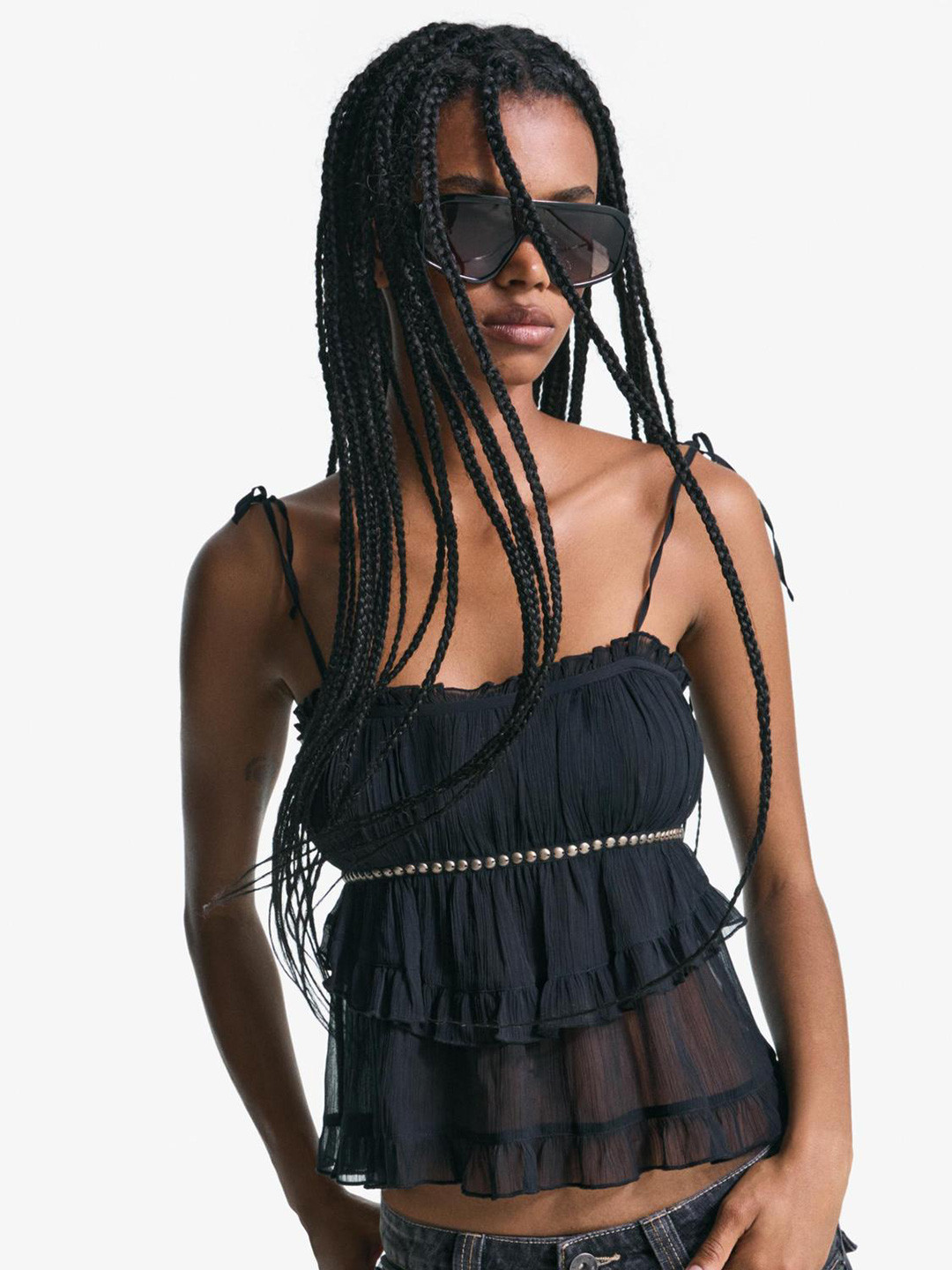 Bershka Rustic Strappy Top With Studs