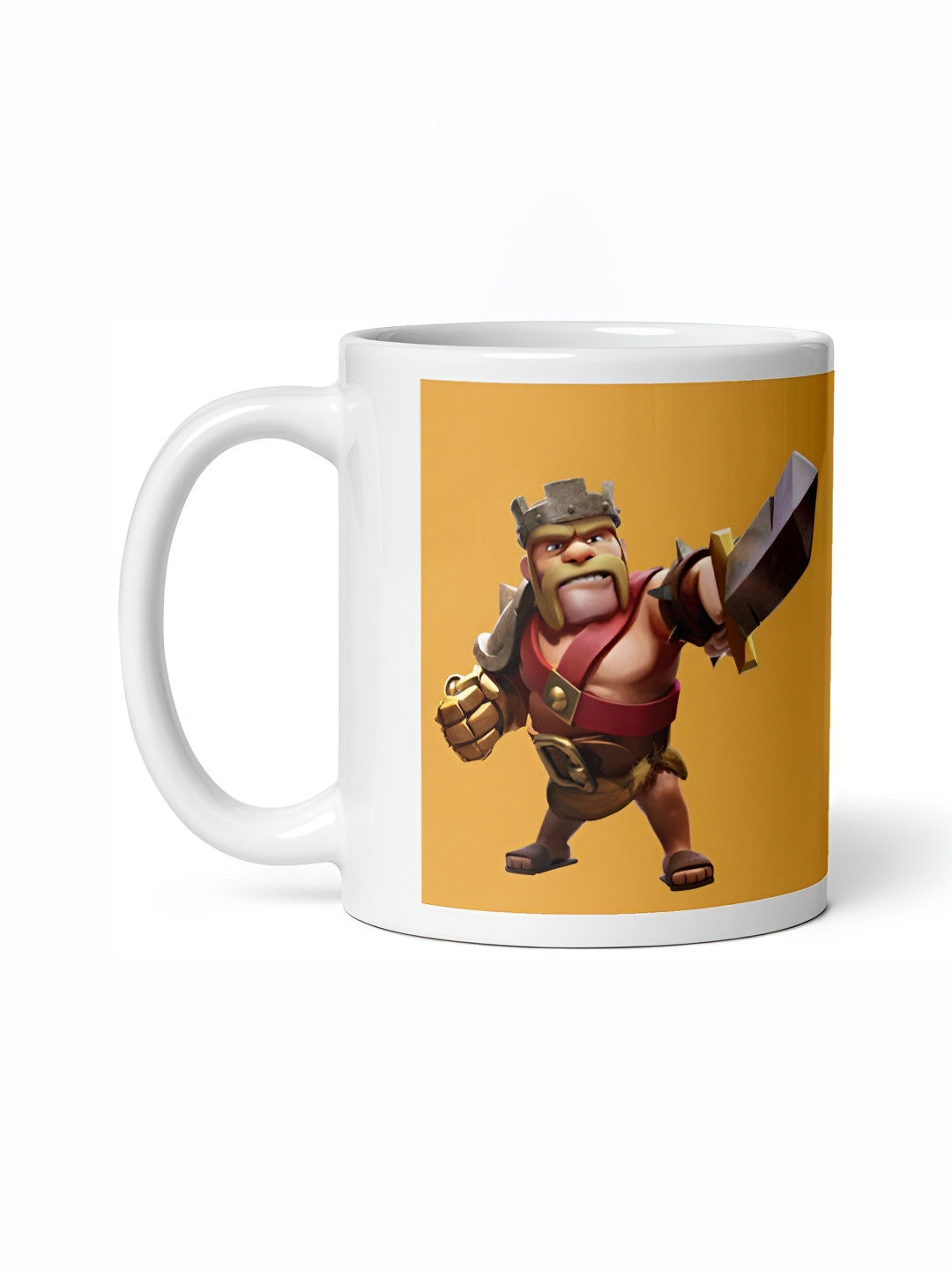 Mr UVD White & Mustard Cartoon Characters Printed Ceramic Matte Mug 350 ml