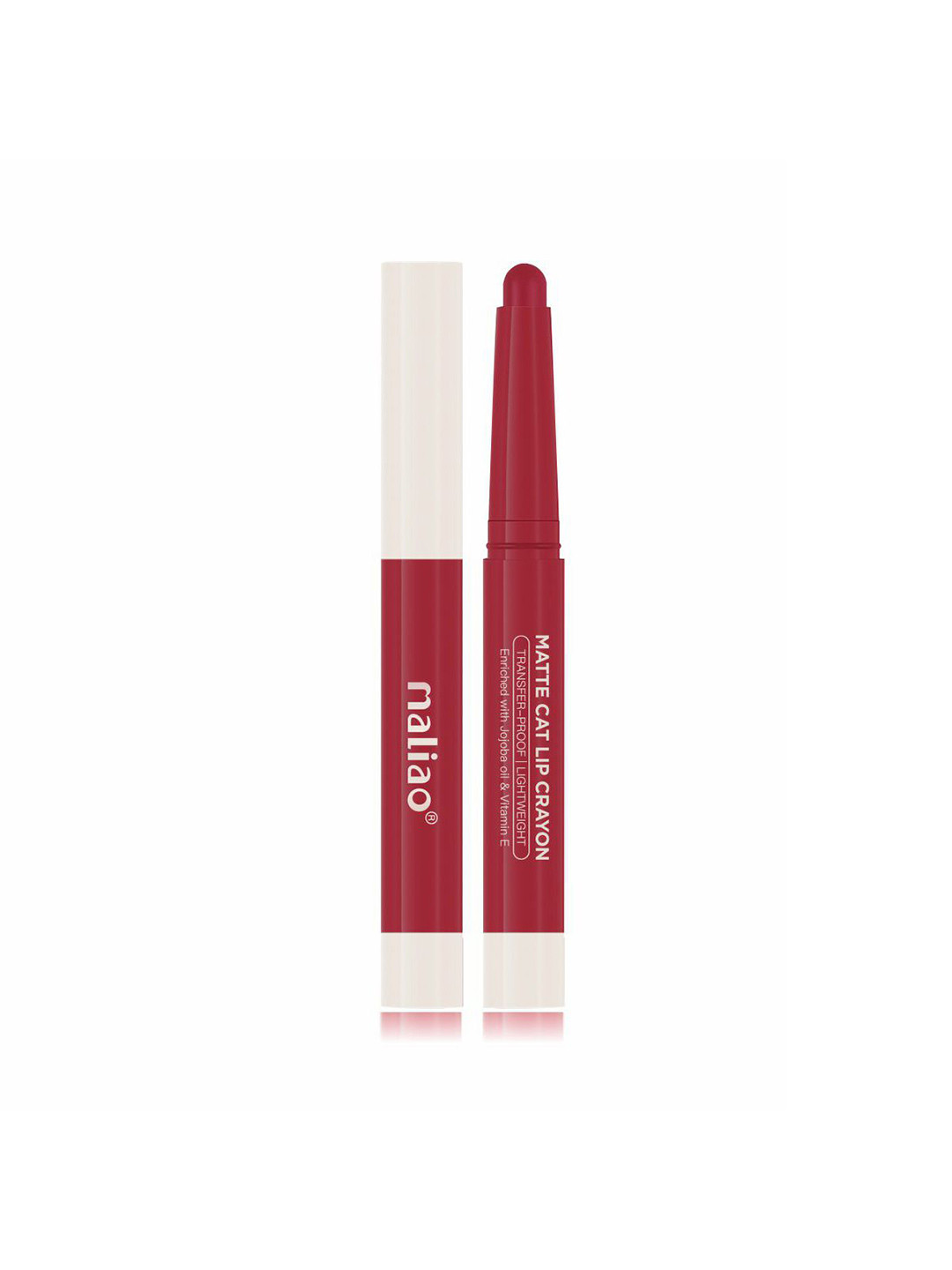 Maliao Matte Cat Transfer-Proof & Lightweight Lip Crayon 2.8 g- Bright Red - M12