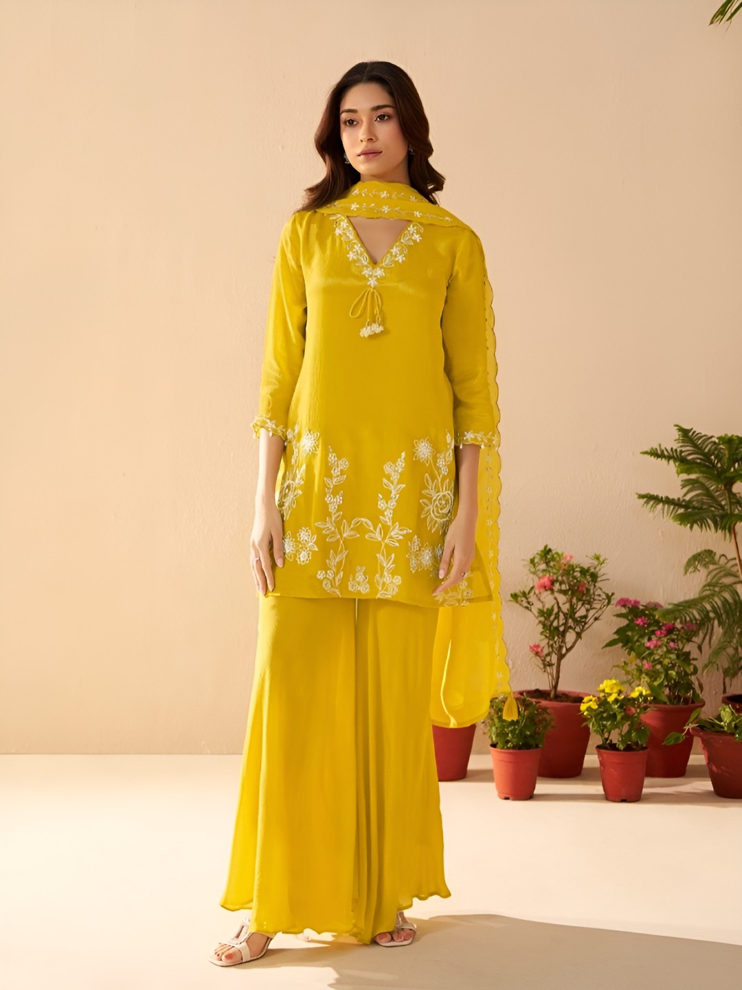 AUTUMN LANE Women Ethnic Motifs Embroidered Kurta with Pyjamas & Dupatta