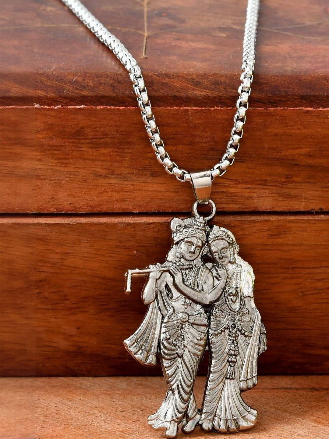 P. R. PRINTS Unisex Silver-Plated Radha Krishna Pendants