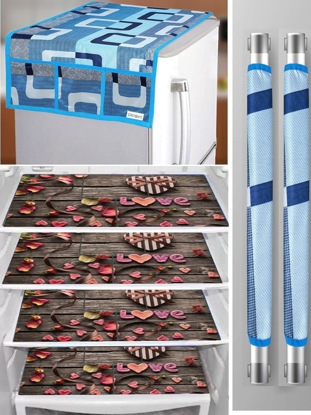 CROSMO 7 Pieces Printed Fridge Covers & Mats
