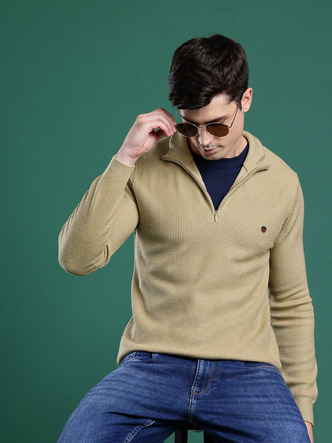 Cayman Cable Knit Half Zipper Woollen Pullover