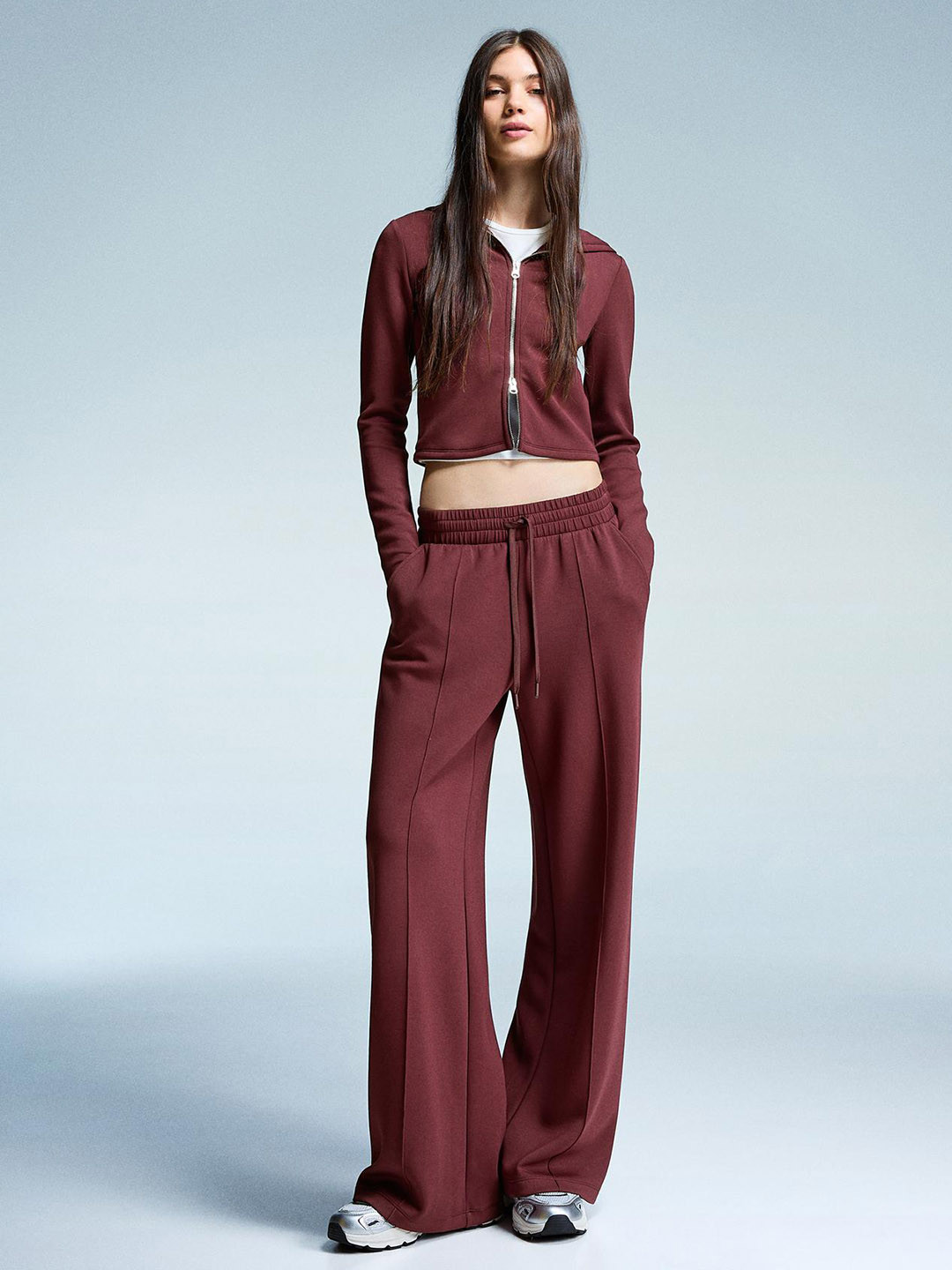 Bershka Women Soft Touch Wide-leg Trousers