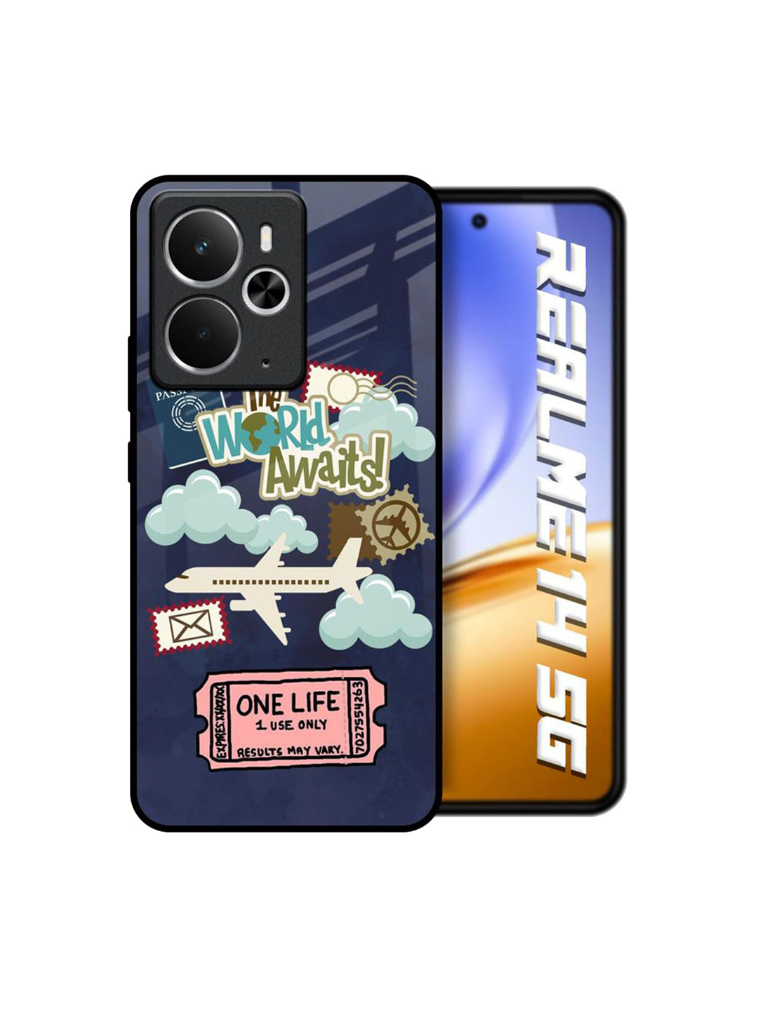 QRIOH Tour The World Glass Printed Realme 14 5G Silicone Back Case