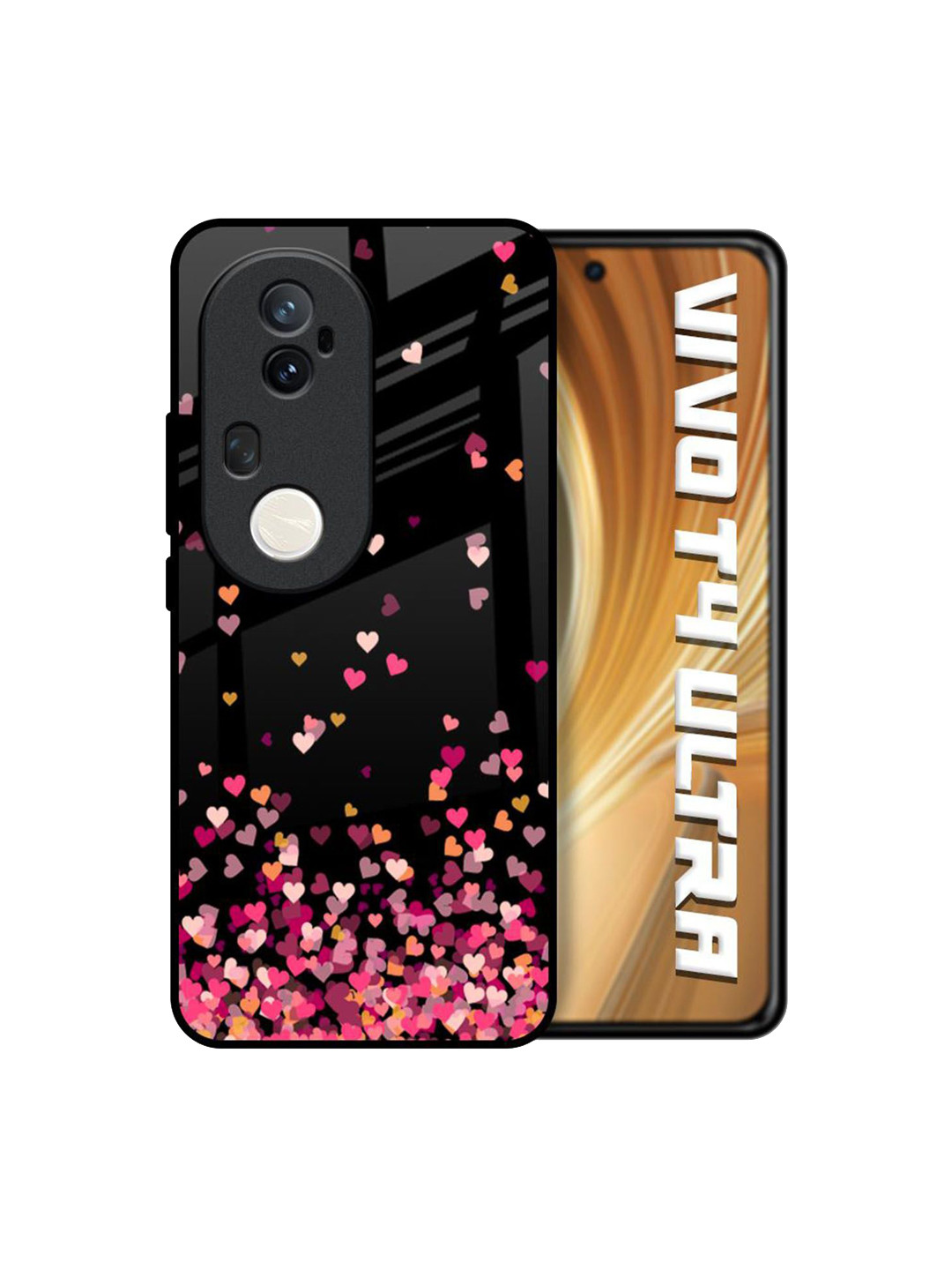 QRIOH Women Heart Rain Fall Glass Printed Vivo T4 Ultra 5G Silicone Back Case