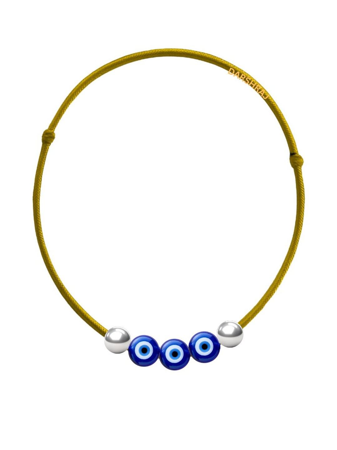 Darshraj Women Yellow Evil Eye Artificial Beads Sterling Silver Handcrafted Anklet