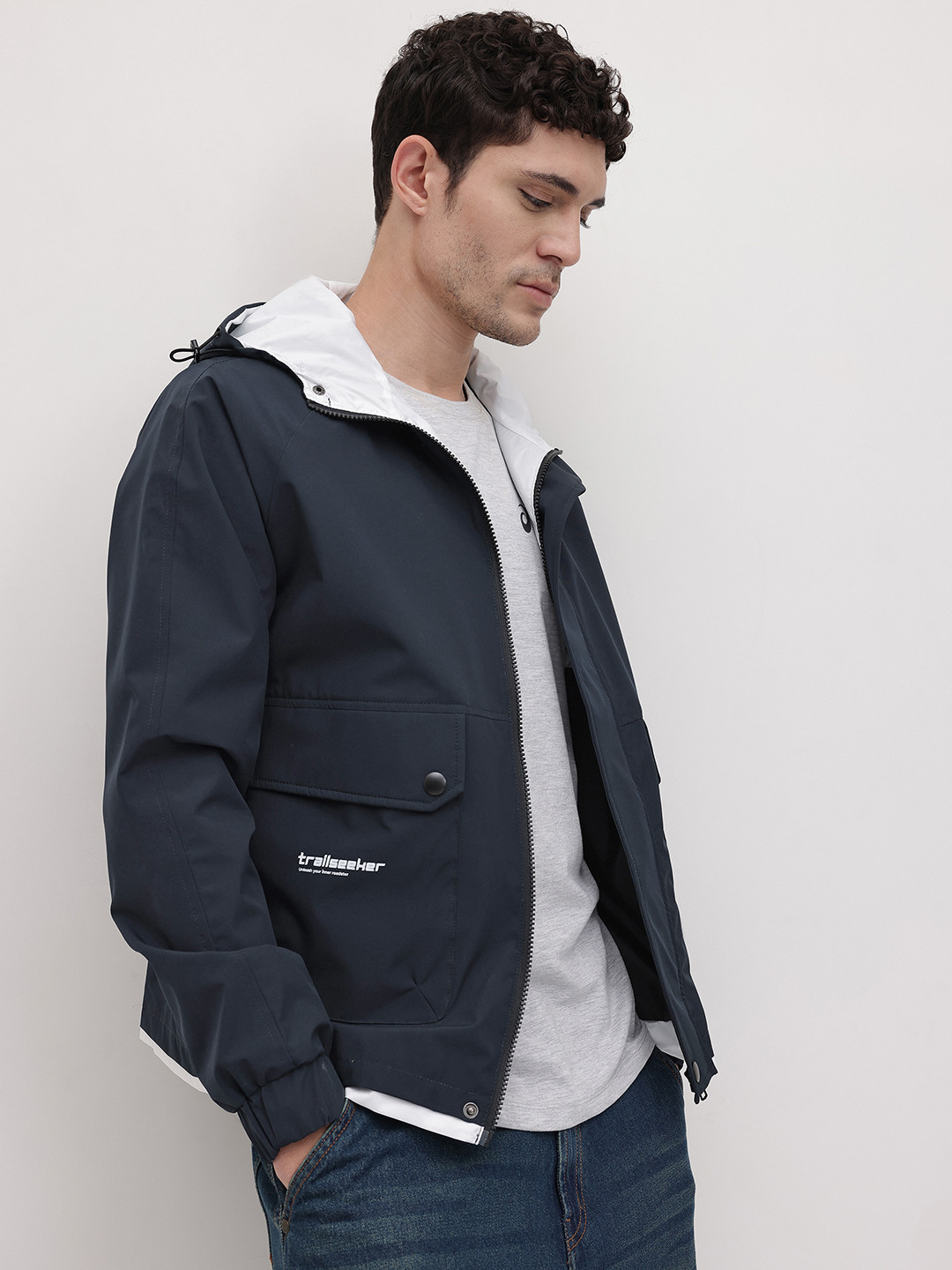 The Roadster Life Co. Contrast Panel Hooded Tailored Jacket