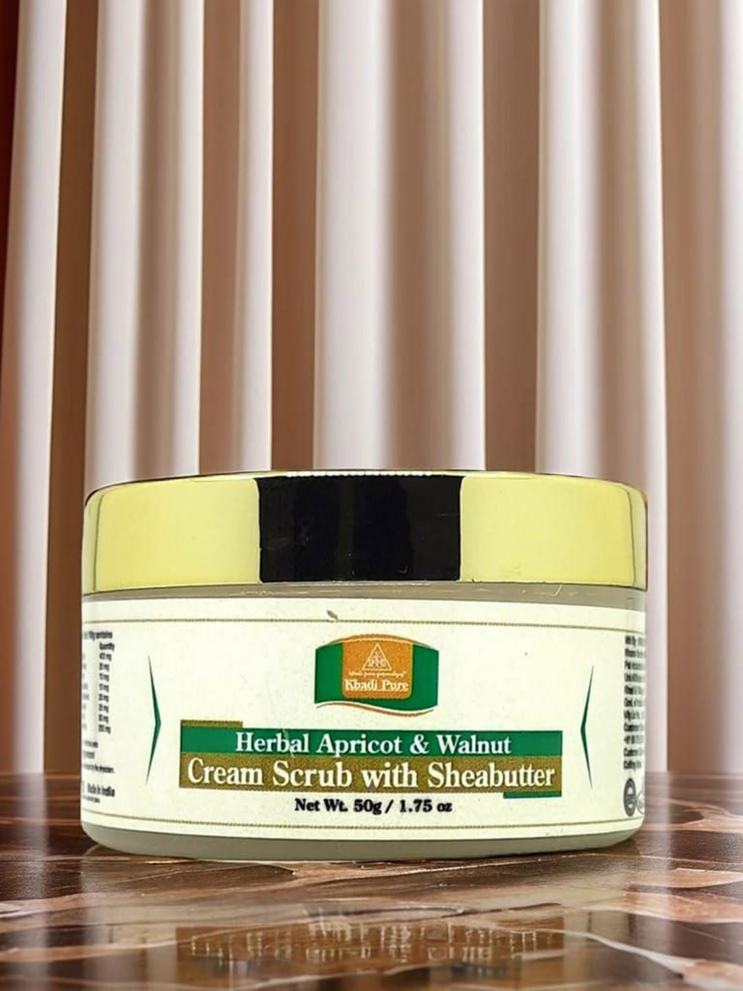 Khadi Pure Herbal Apricot & Walnut Cream Scrub With Shea Butter For Hydration - 50 g
