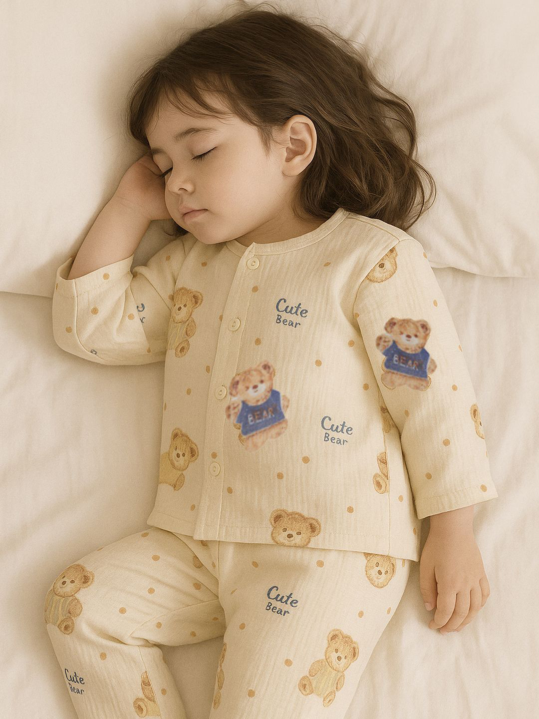 Little Surprise Box LLP Kids Ted Organic Crushed Soft Muslin Cotton Shirt With Pyjamas