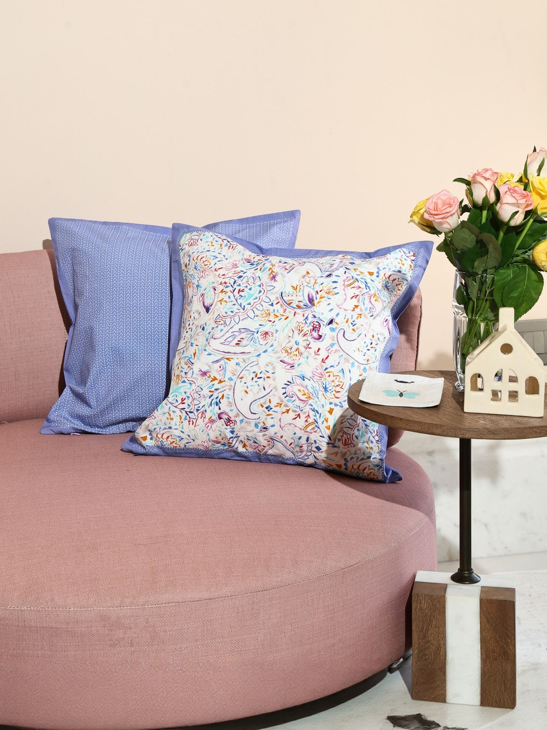 Sangria Royal Impressions Multicolour Paisley Unisex Set of 2 Cotton Square Cushion Covers