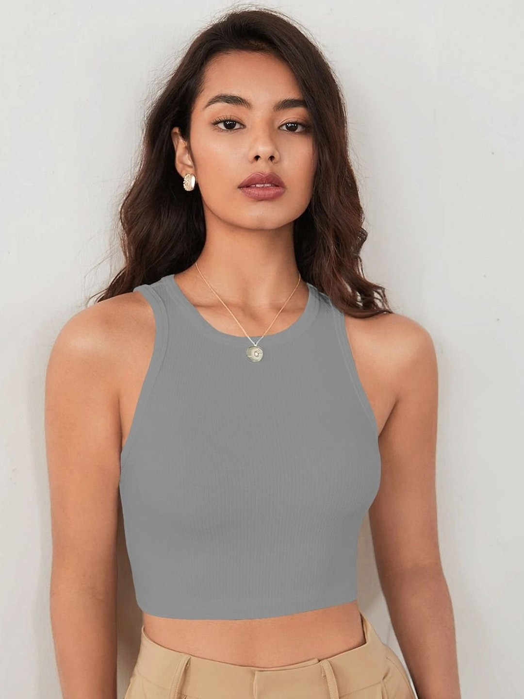 Moda Rapido Women Polyester Ribbed Tank Tops