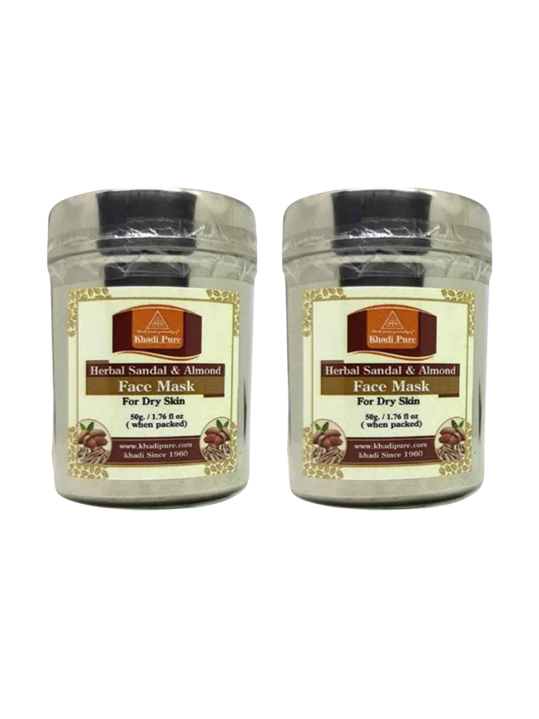 Khadi Pure Set Of 2 Herbal Sandal & Almond Face Mask - 50 g Each