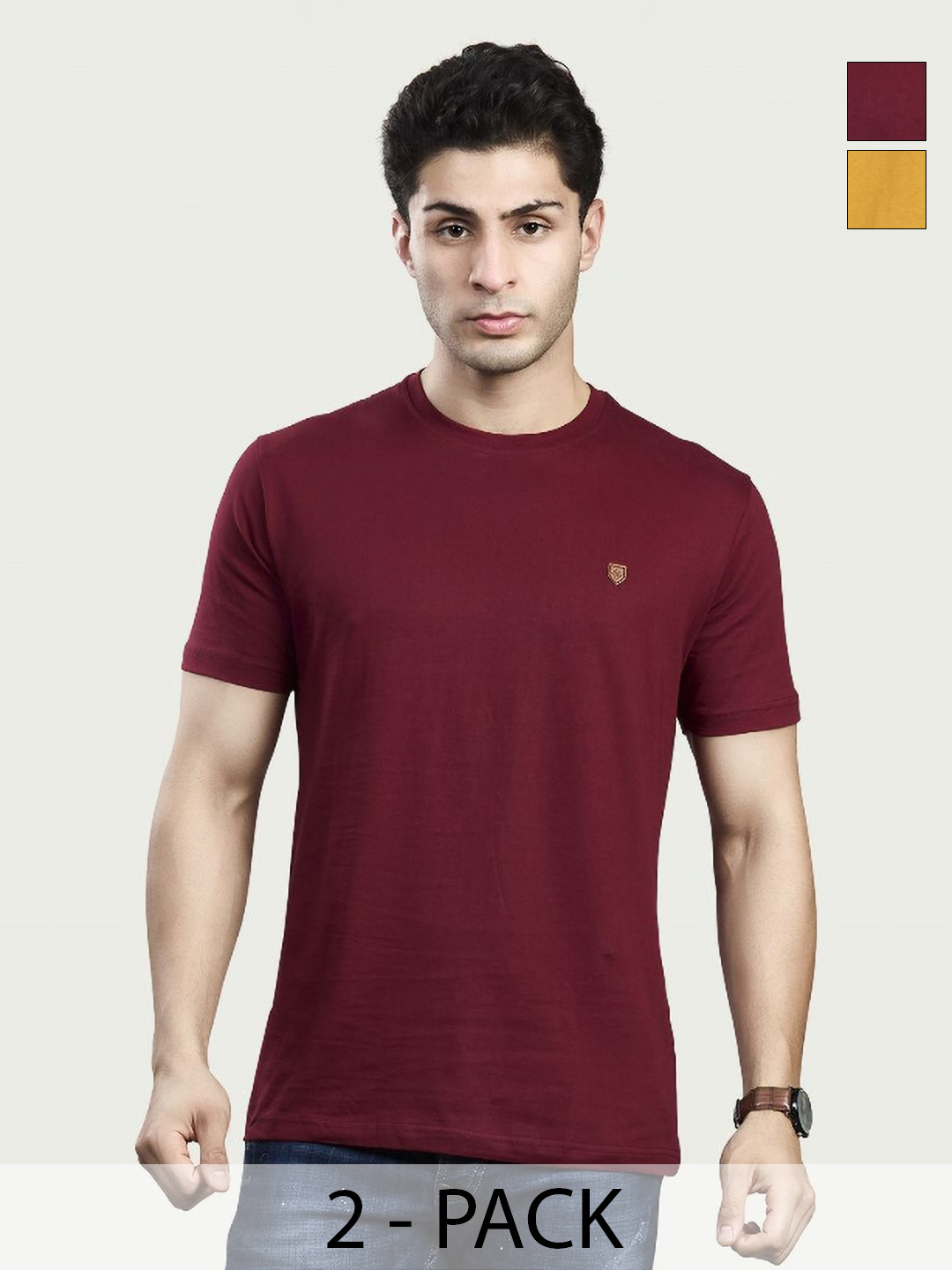 Pack Of 2 Regular Fit Solid T-shirts