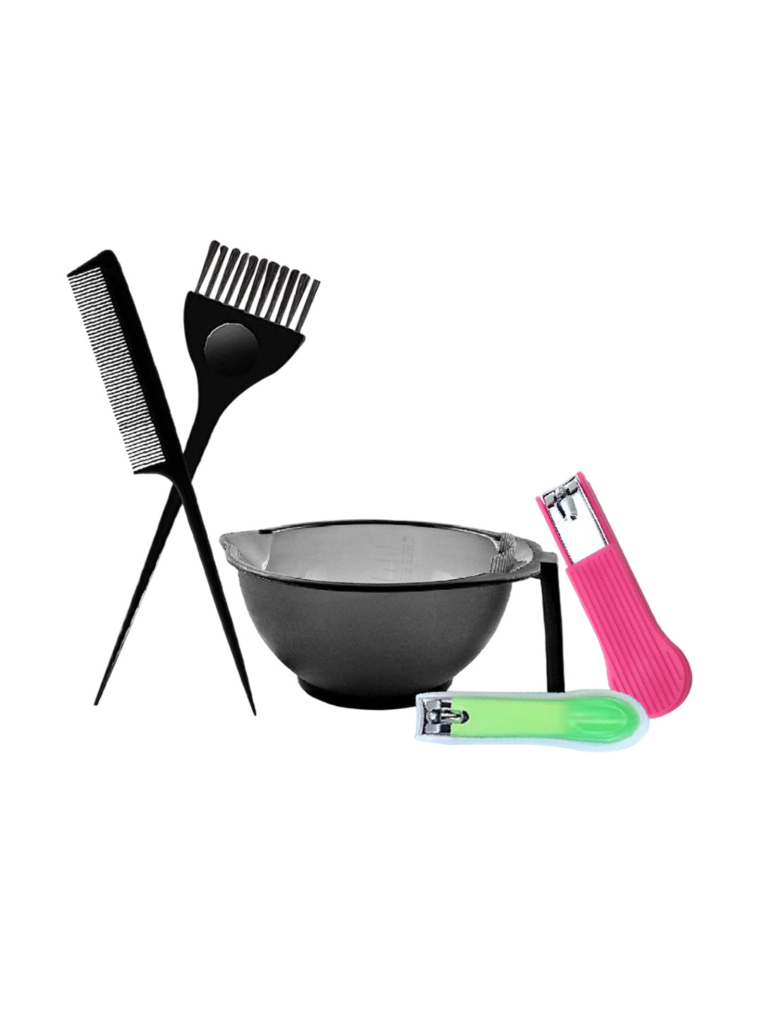 Adbeni Set Of 5 Hair Coloring Bowl, Applicator Brush, Tail Comb & Nail Cutters