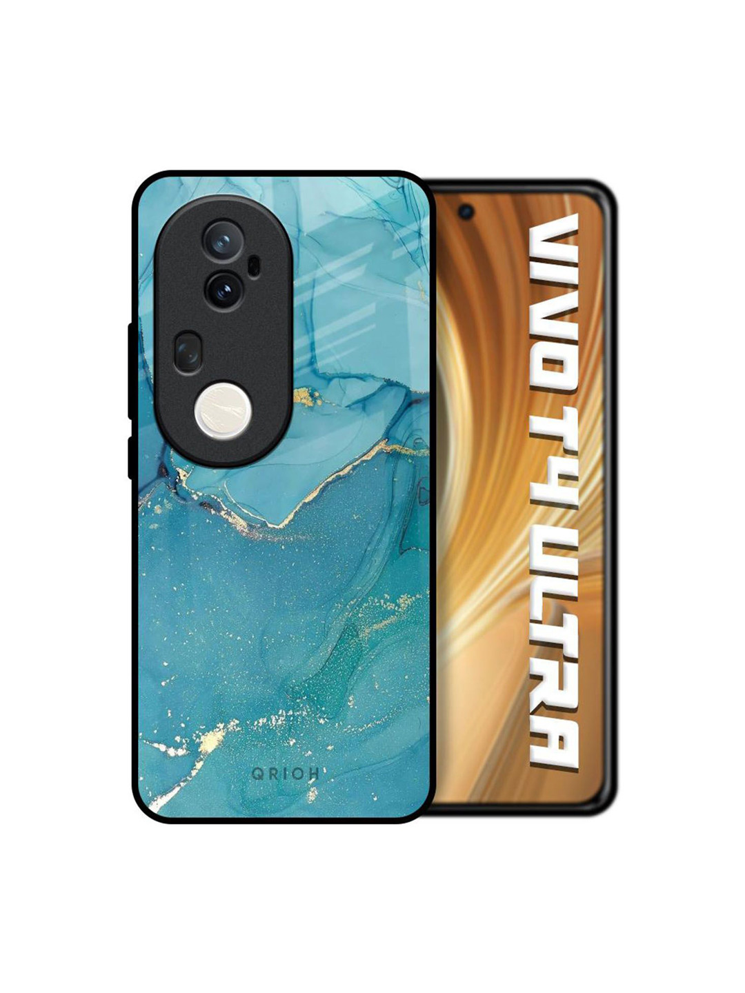 QRIOH Golden Glitter Real Printed Vivo T4 Ultra 5G Silicone Back Case