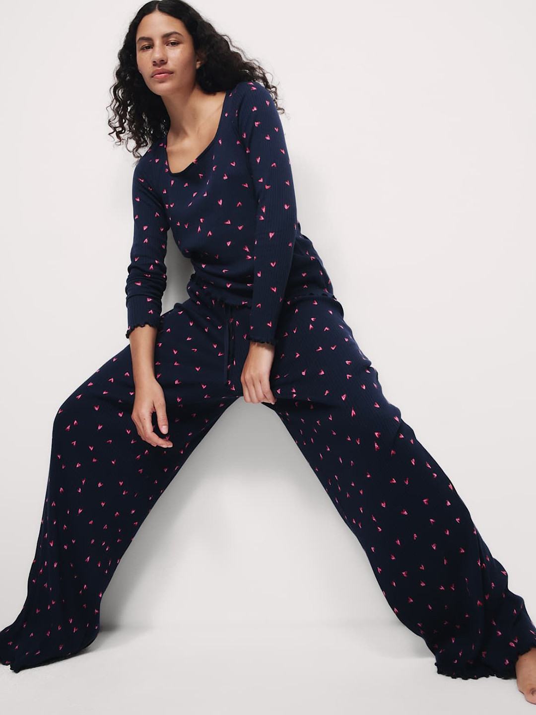 Marks & Spencer Cool Comfort Printed Ribbed Pyjama Set