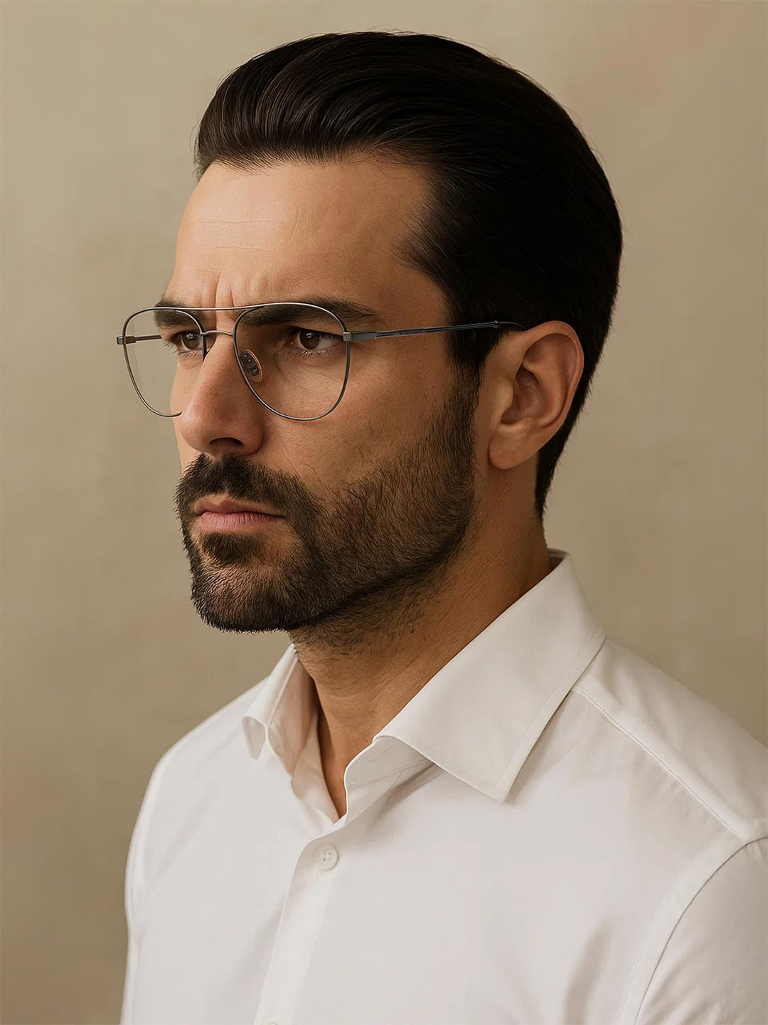 Police Men Silver-Toned Full Rim Aviator Frames VPL793K55568FR