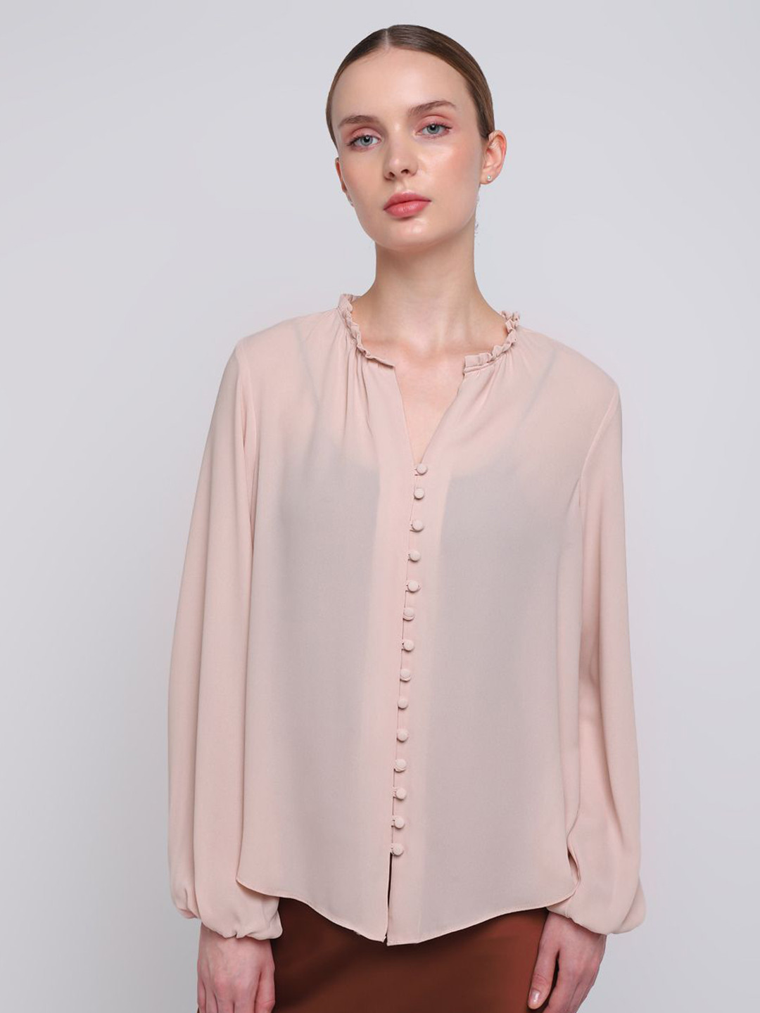 COVER STORY Collarless Regular Fit Formal Shirt
