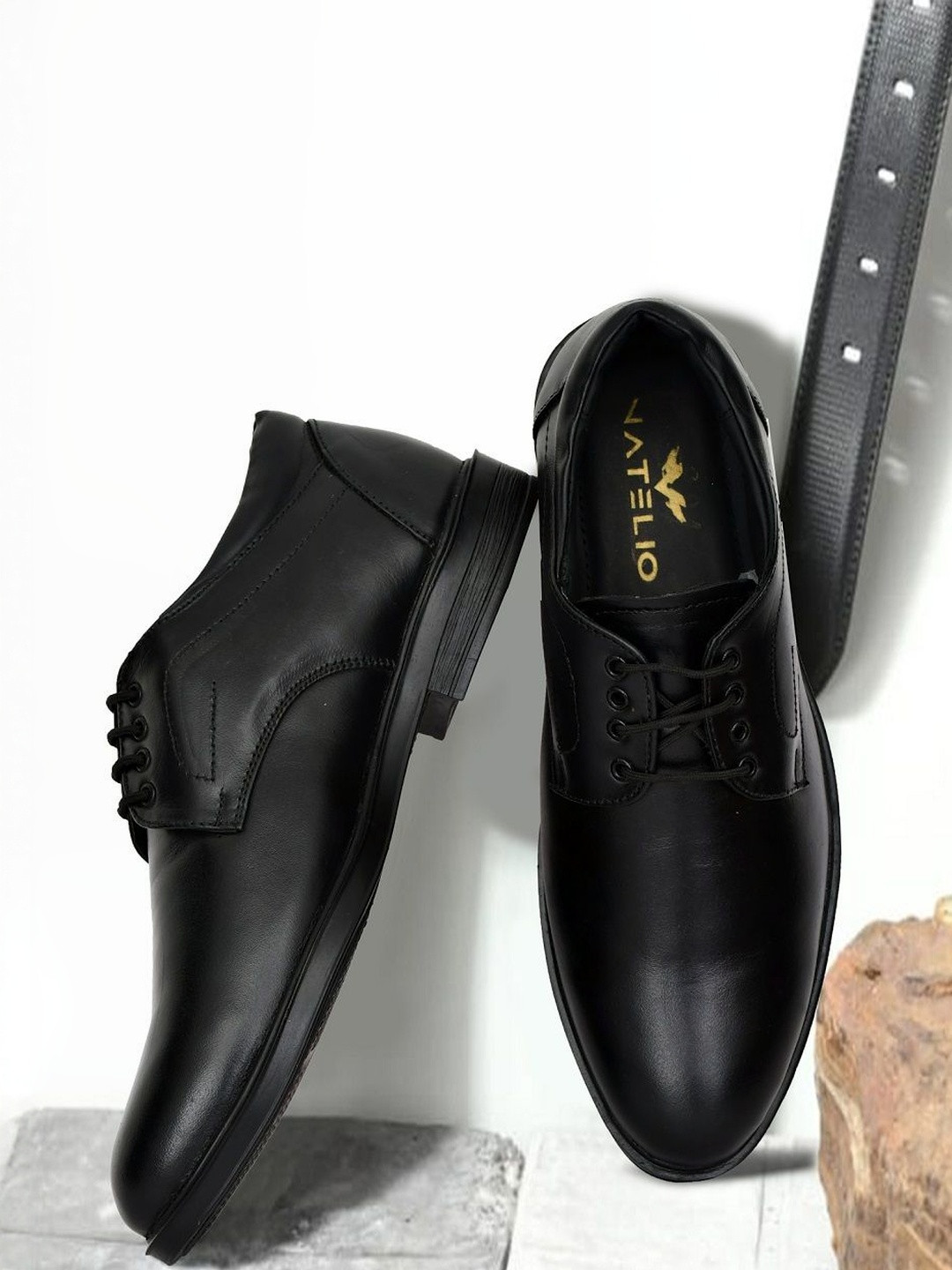 VATELIO Men Black Formal Derby's  Lace-Up Shoes