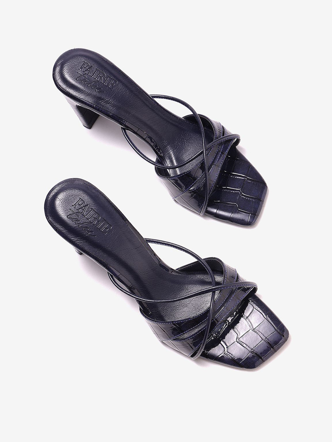 Pair ie Tales Women Textured Leather Party Open Toes Block Sandals