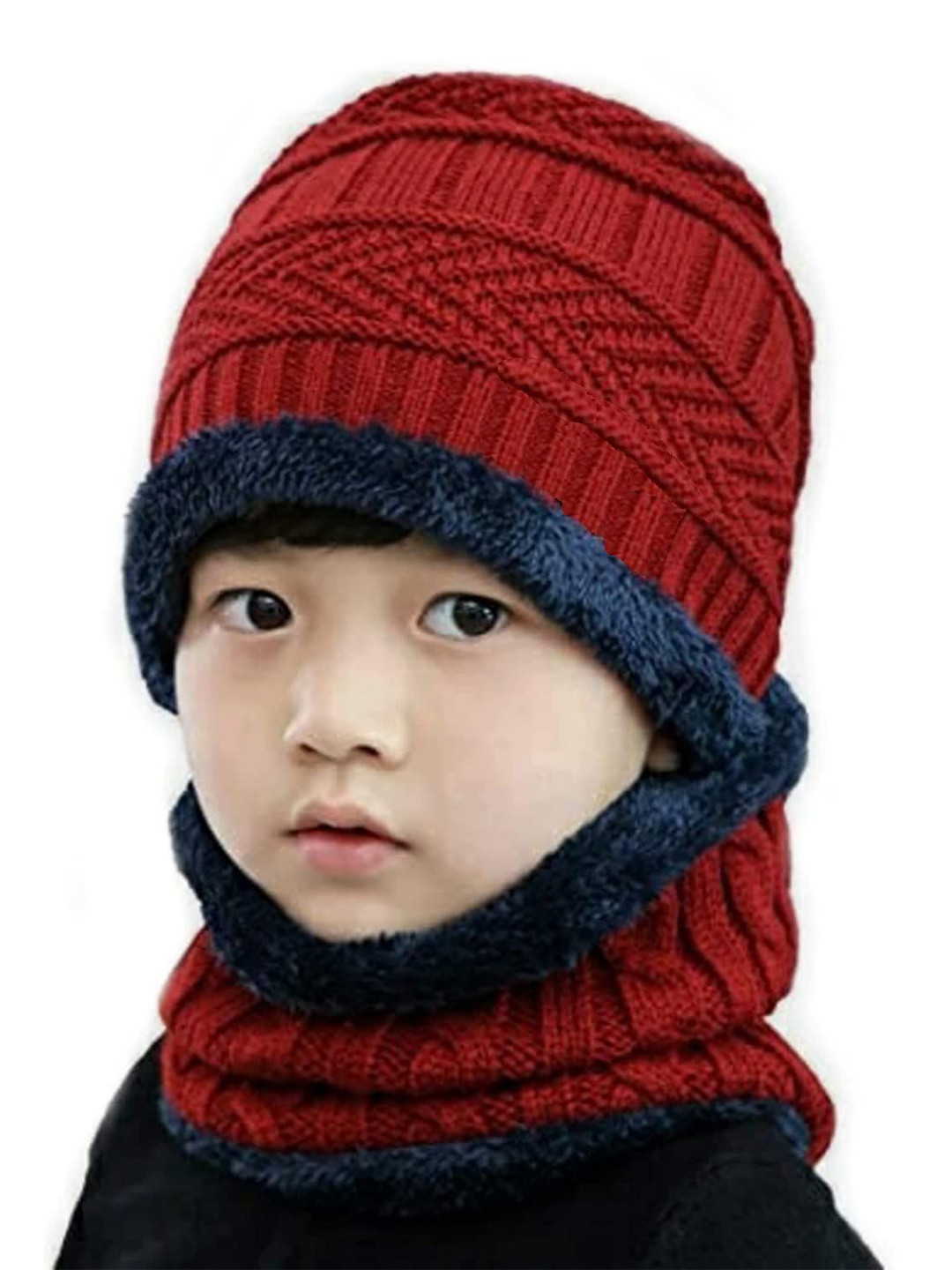 Gajraj Kids Woolen Cap and Neck Scarf
