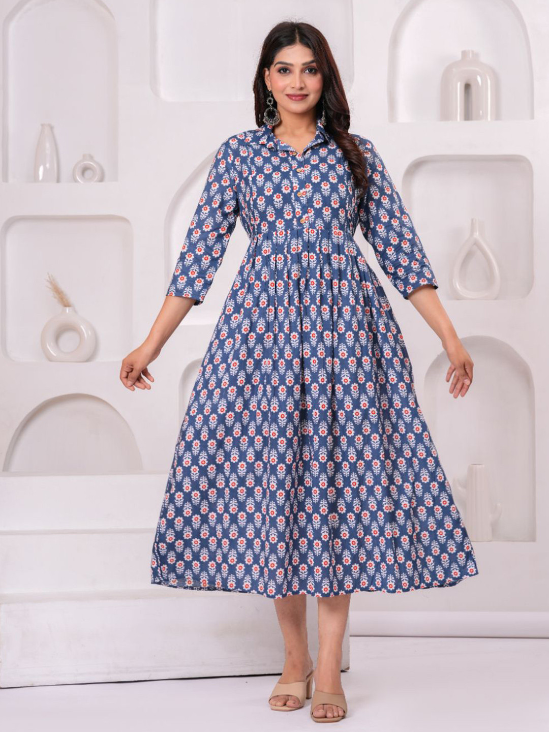 Step Queen Women Floral Printed Daily Cotton A-Line Kurta