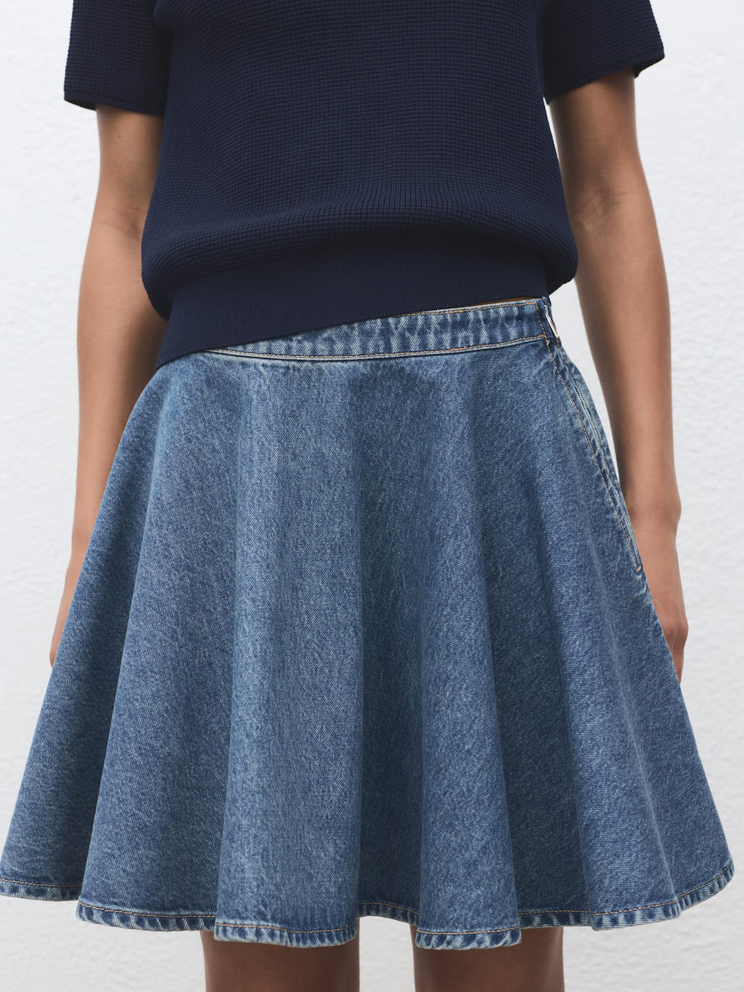 MANGO Short Denim Skirt