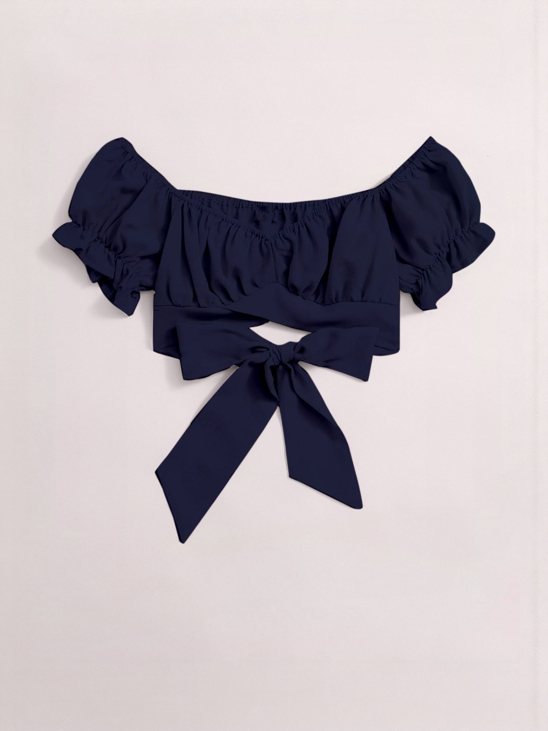 Kahara Off-Shoulder Puff Sleeve Bardot Crop Top