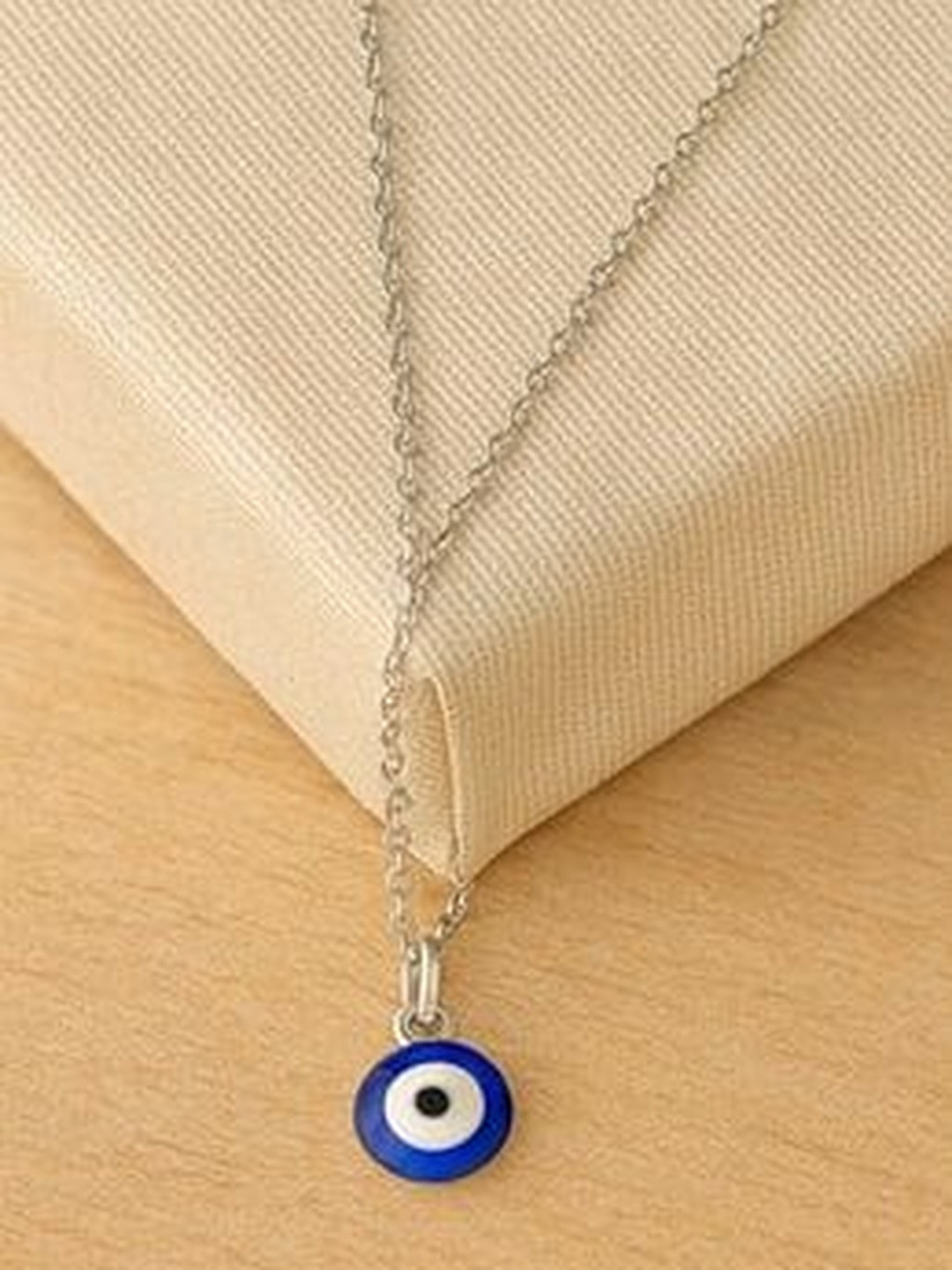 Accessoo Unisex Evil Eye Circular Enamelled Pendant With Chain