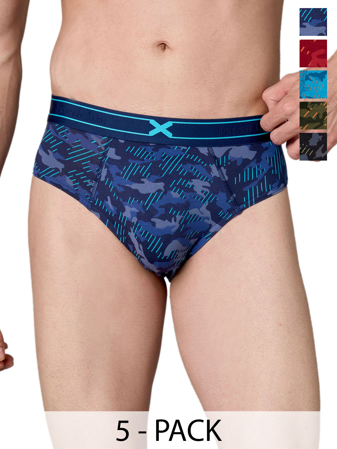 FRENCHIE Men Pack Of 5 Printed Basic Briefs FR-MI-BF-RAGE-1X5-ASTD-S-PO5