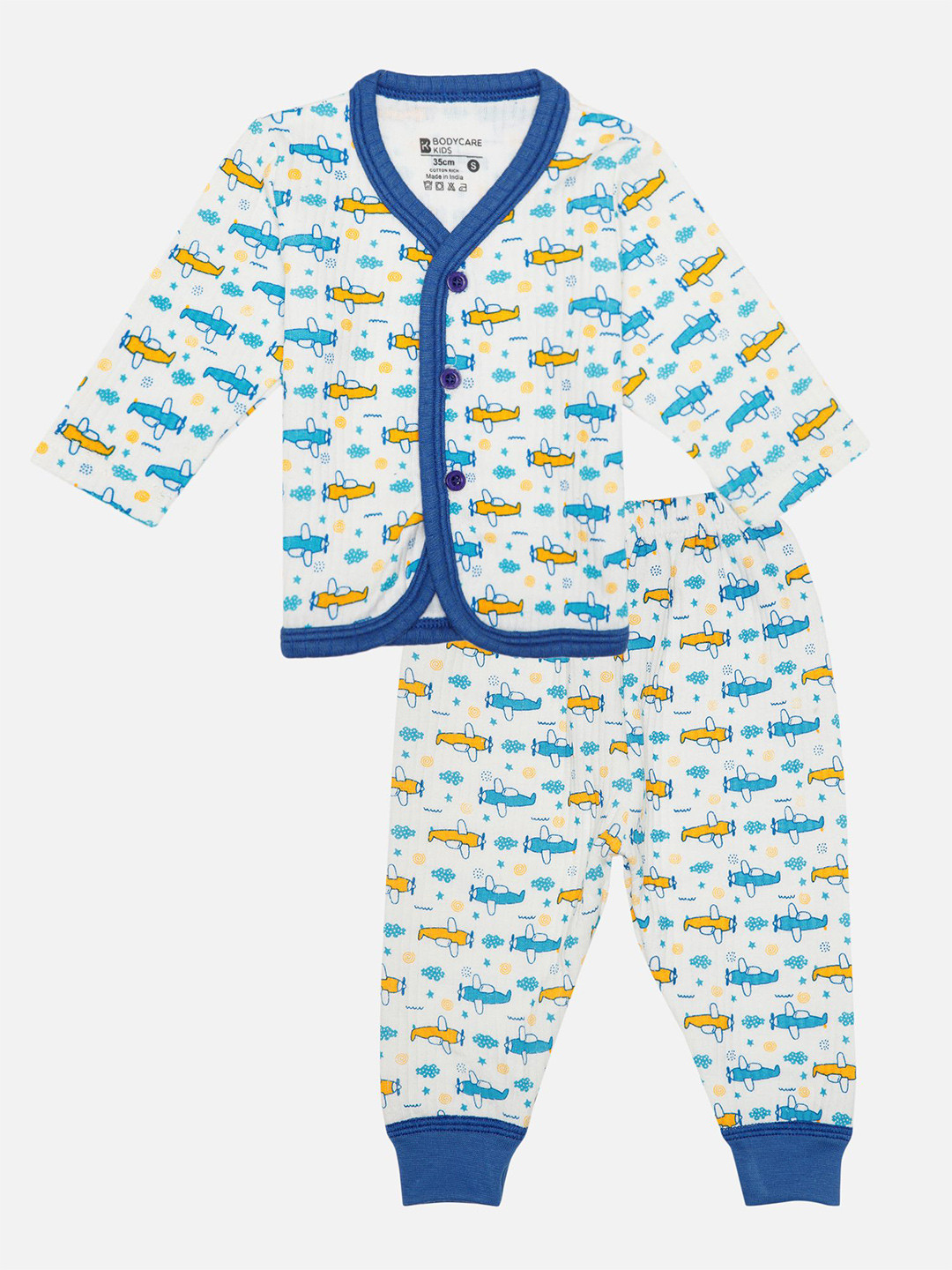Bodycare Kids Printed Cotton V-Neck Therma Set