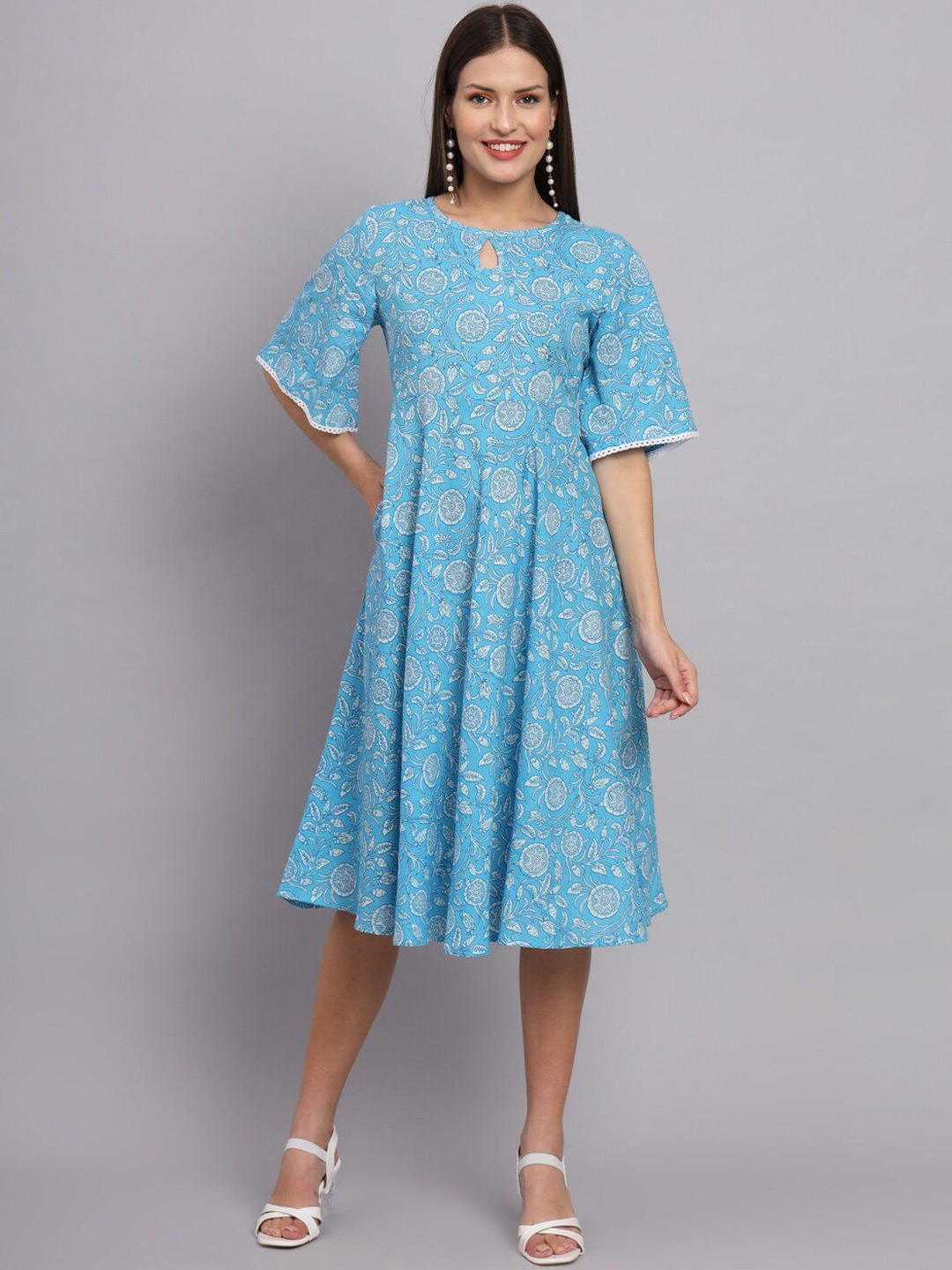 Sangria Cotton Flared Pocket Dress
