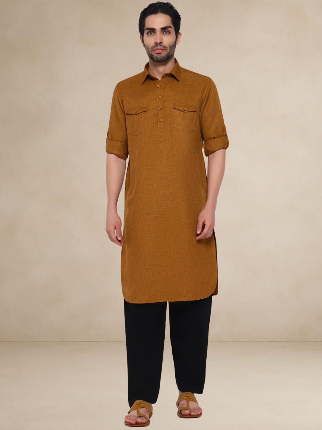 BETTINO Men Solid Textured Utility Pathani Kurta with Salwar