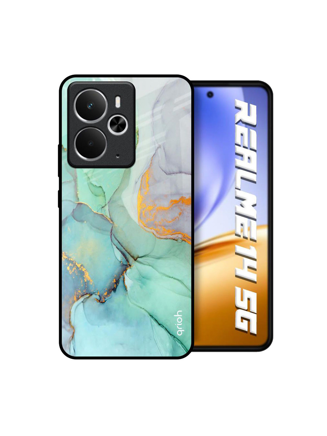 QRIOH Marble Glass Printed Realme 14 5G Silicone Back Case