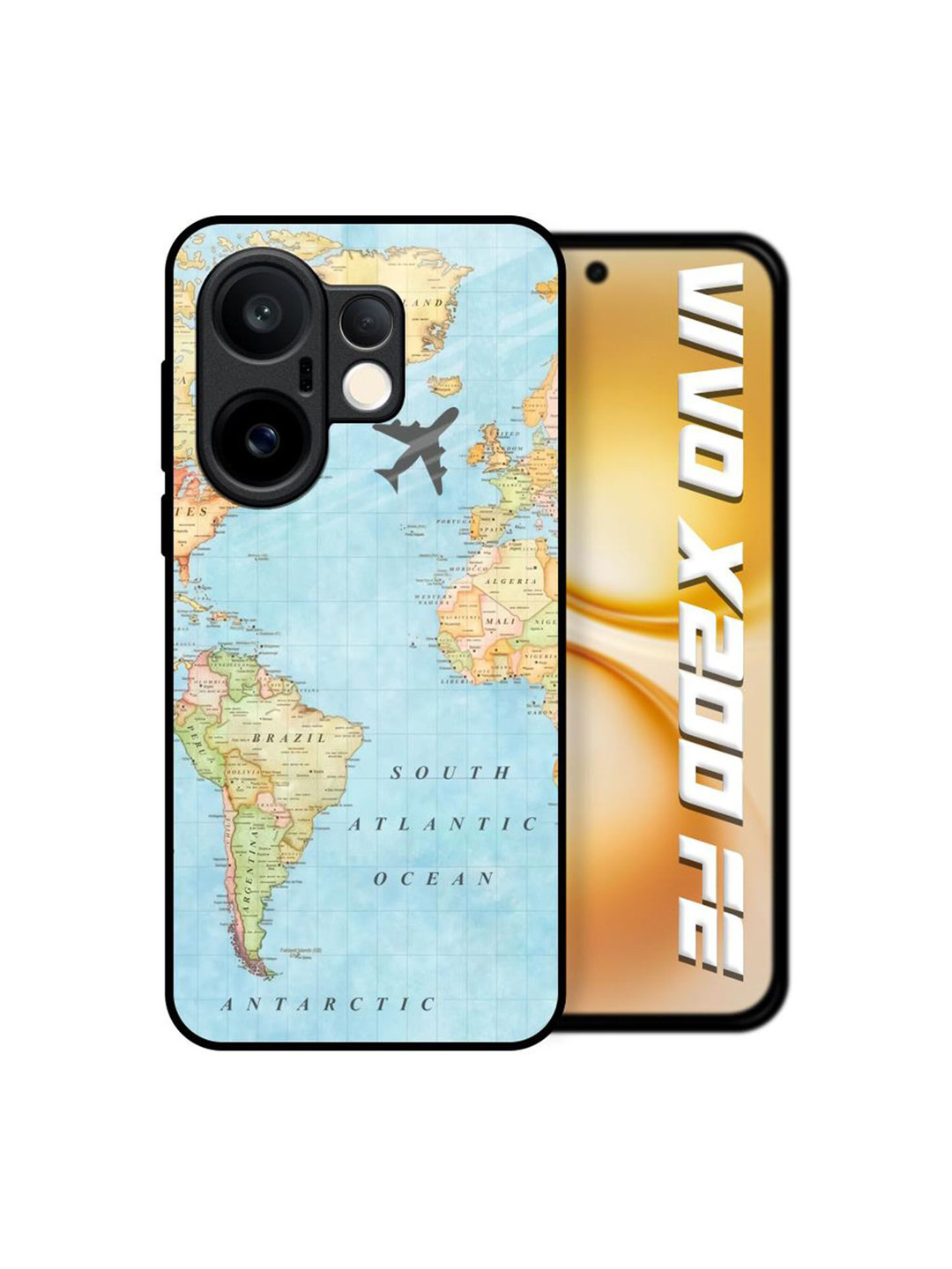 QRIOH Travel Map Glass Printed Vivo X200 FE 5G Silicone Back Case