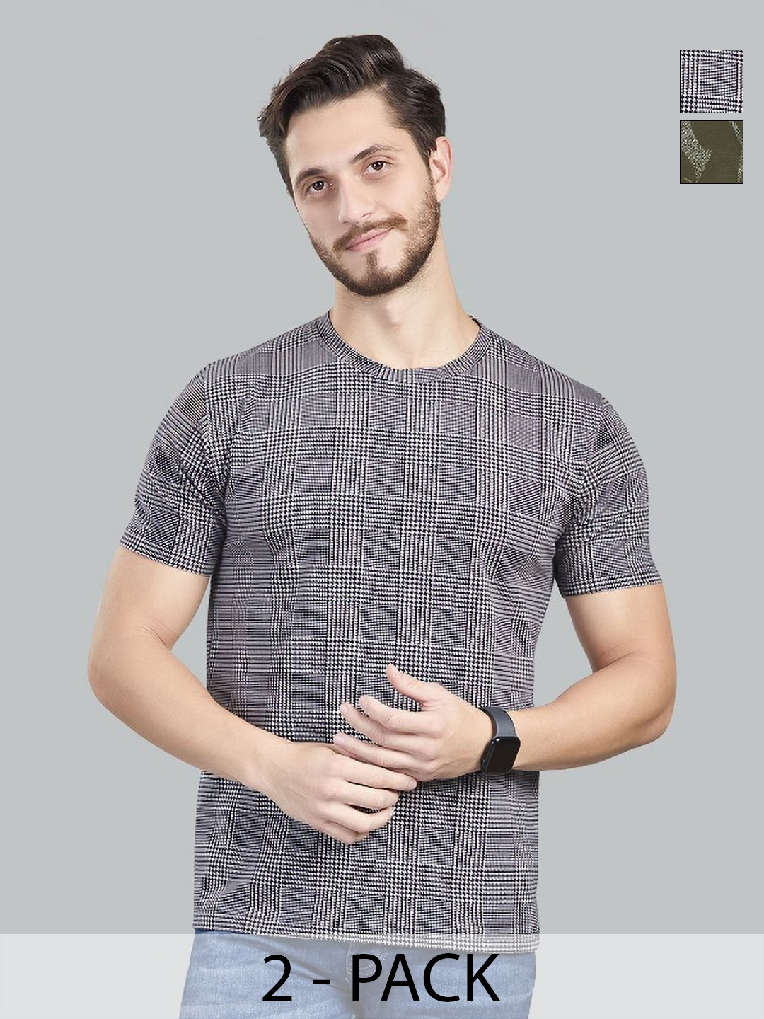 BE POSITIVE Pack Of 2 Checked Regular Fit T-shirt
