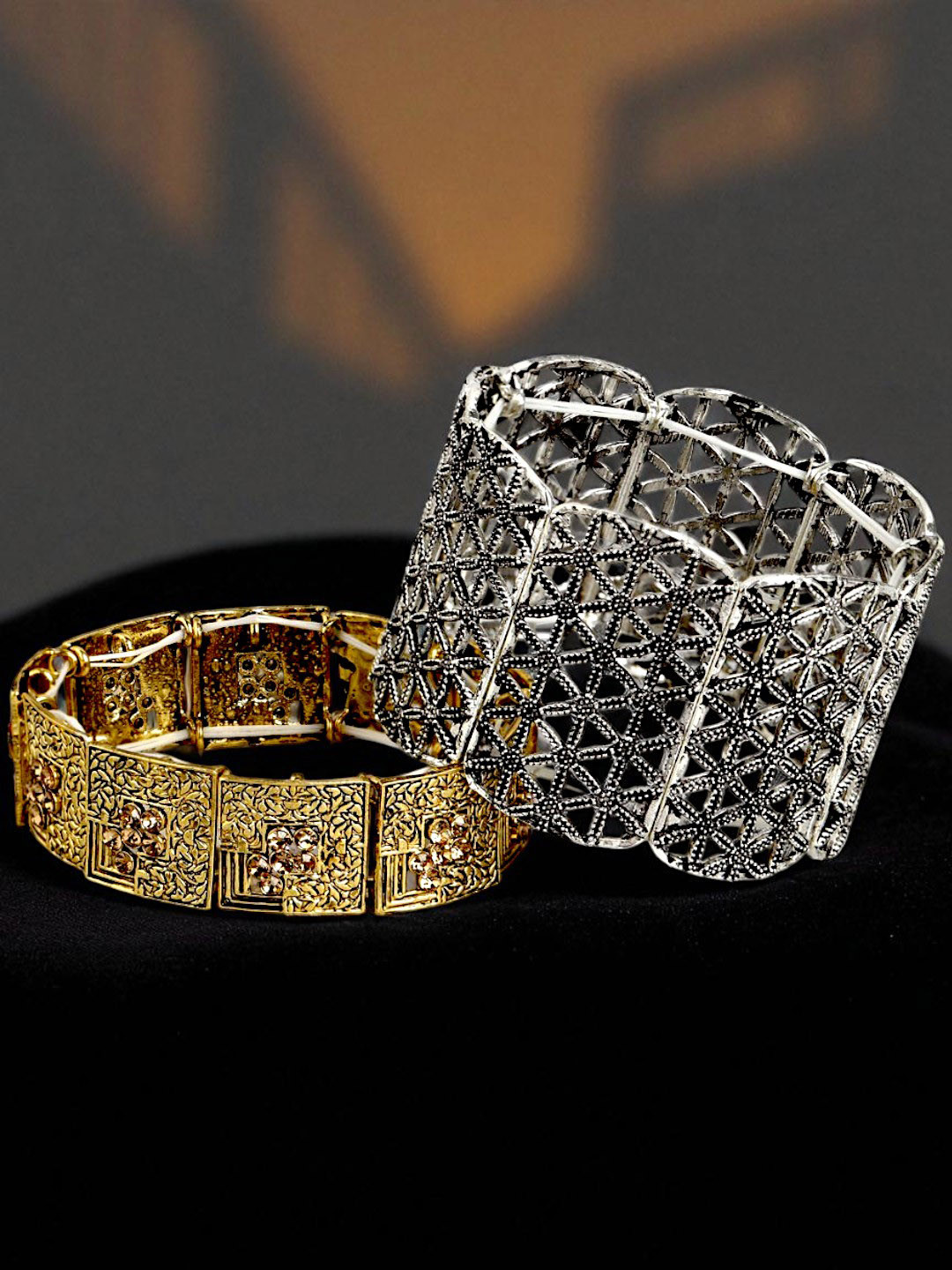 Kord Store Women Set of 2 Textured Elasticated Bracelet