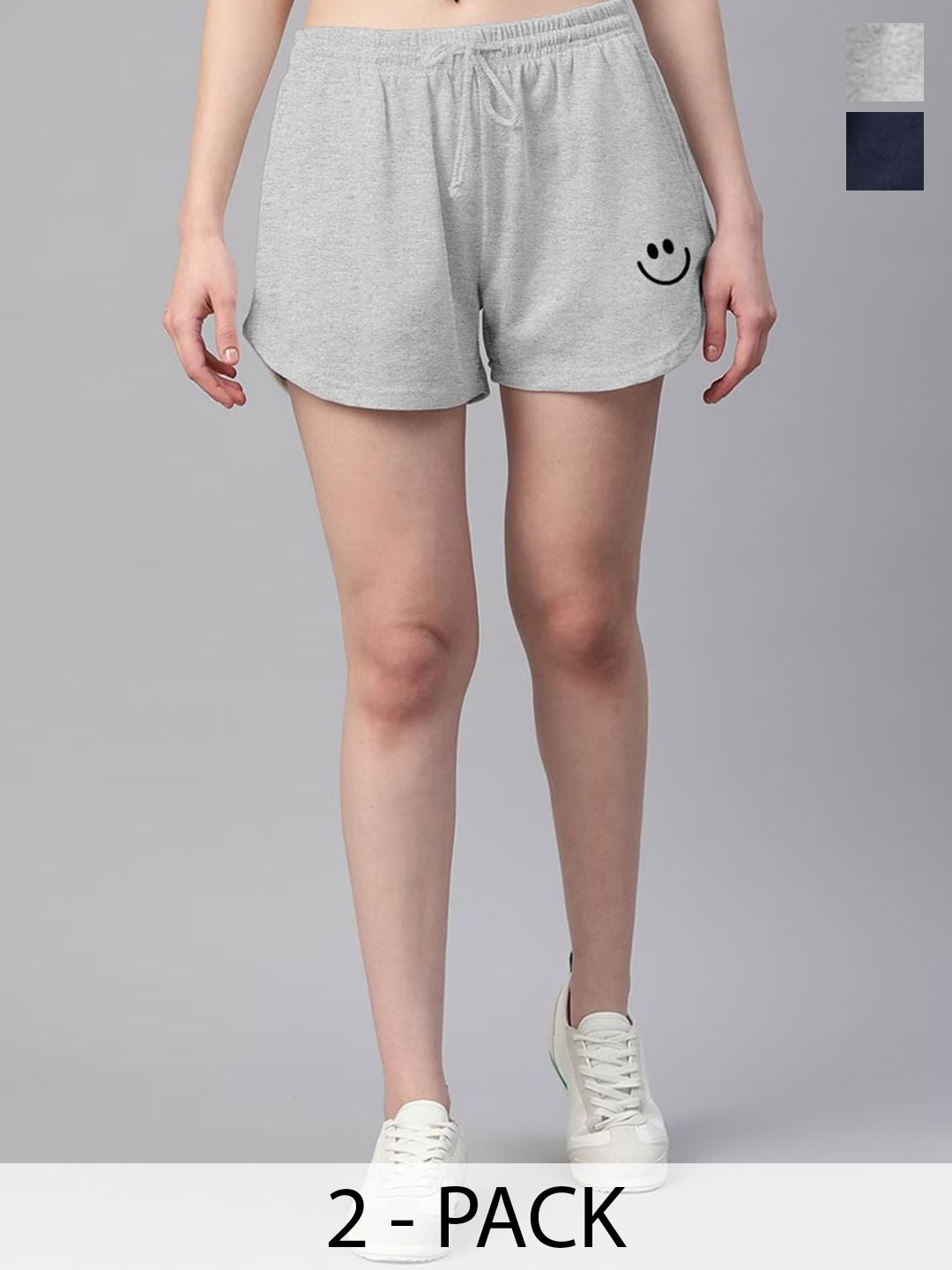 RIZIMCLOTHING Women Pack Of 2 Regular Fit Mid-Rise Shorts