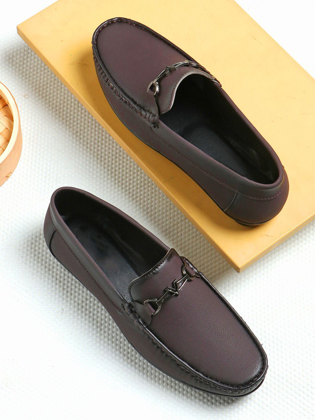 Elevarse Men Formal Slip-Ons Shoes With Buckles