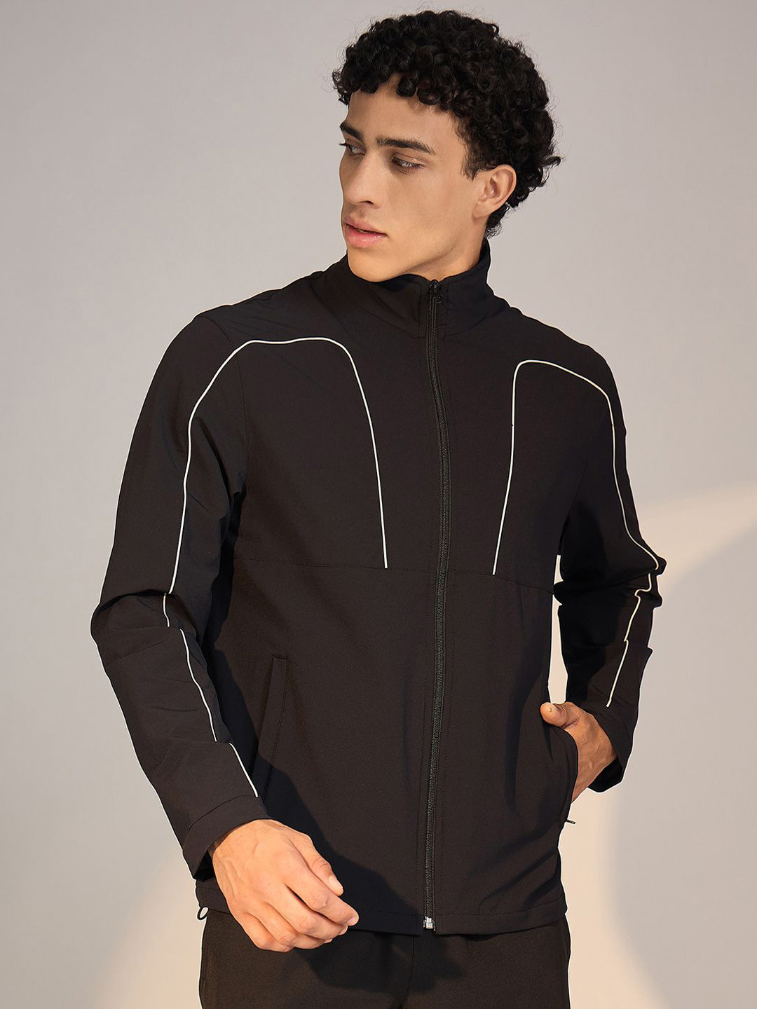 SG Men Geometric Stand Collar Sporty Jacket