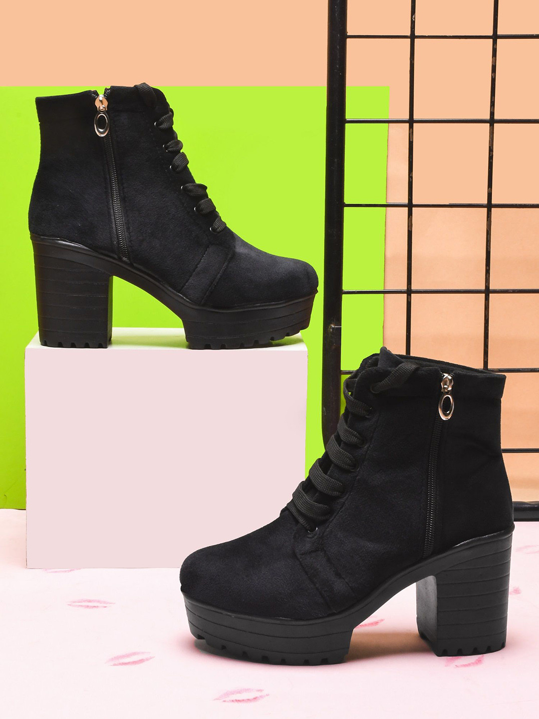 Try Me Women Casual Block-Heeled Chunky Boots