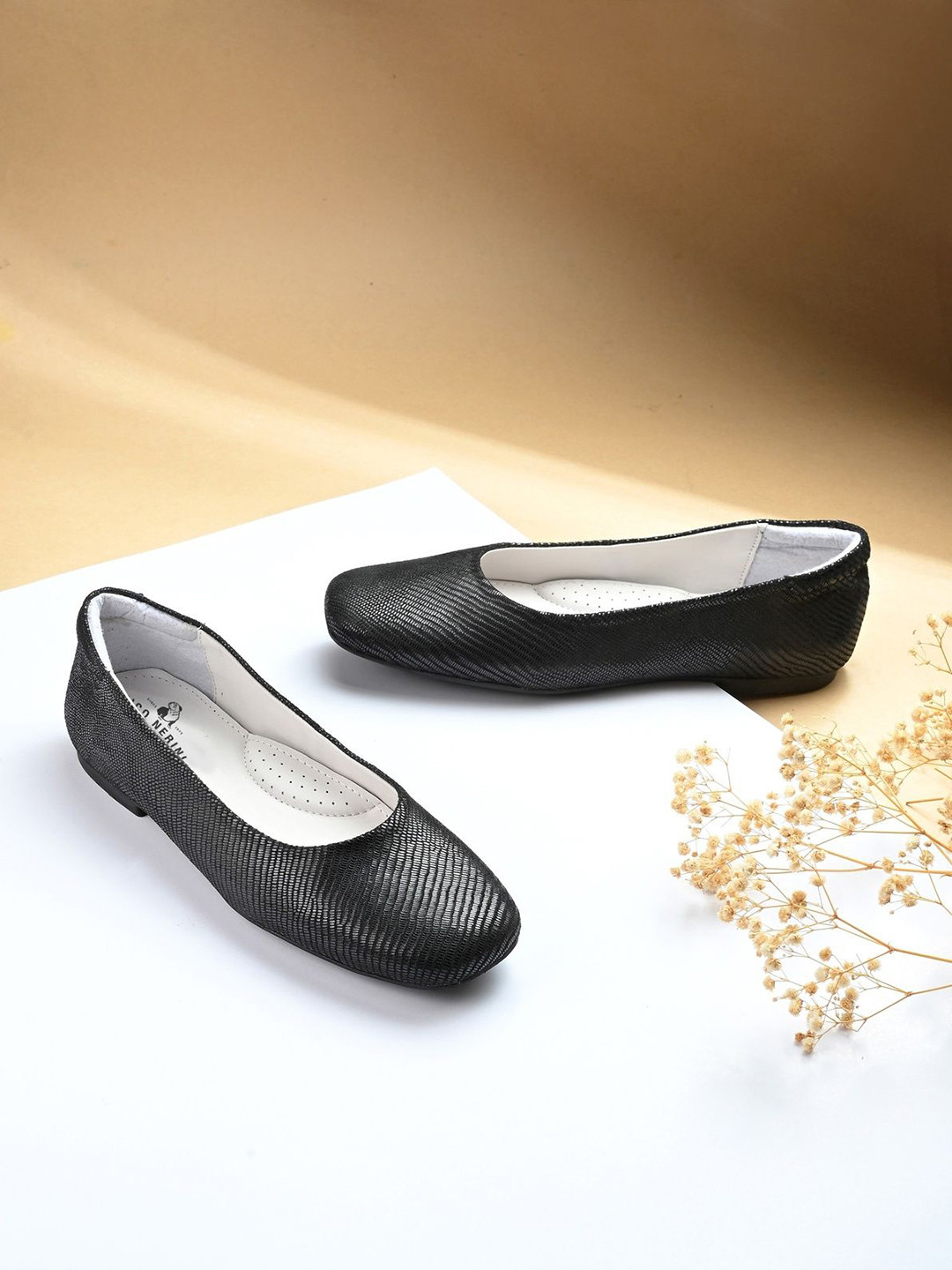 NICO NERINI Textured Leather Ballerinas