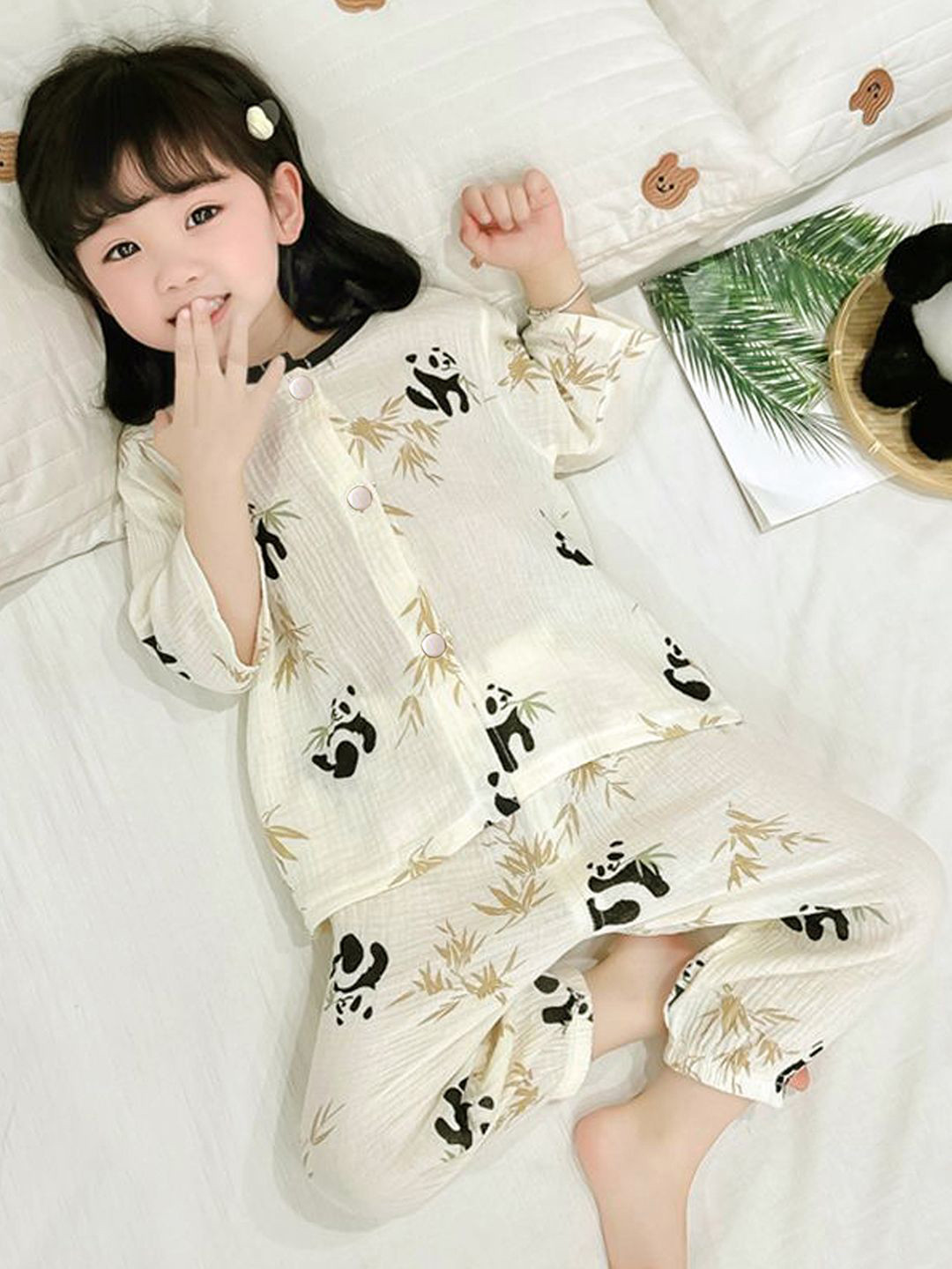 Little Surprise Box LLP Kids Little Surprise Box Lazy Panda soft Muslin Cotton Nightsuit
