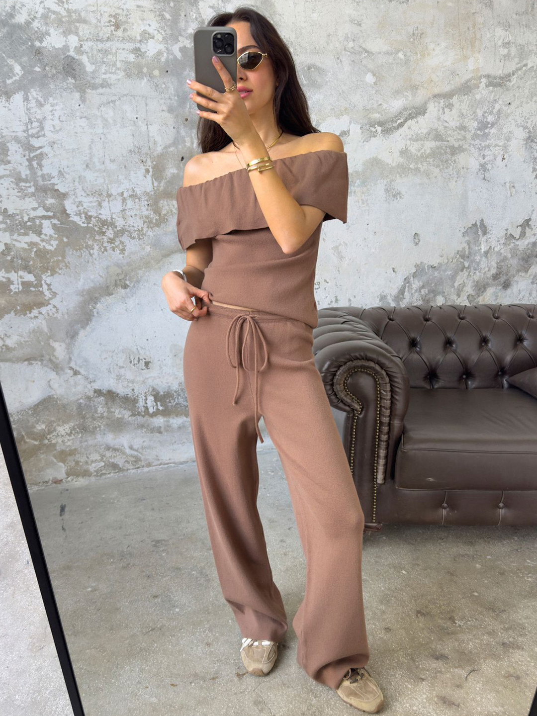 Trendyol Strapless Top & Trousers Clothing Set