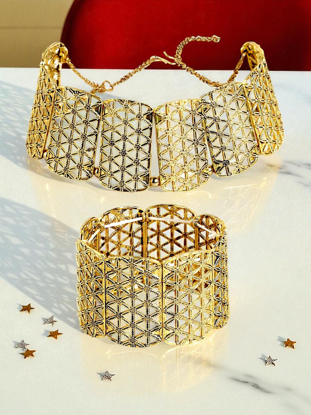 Kord Store Gold Plated Necklace  And Bracelate Combo