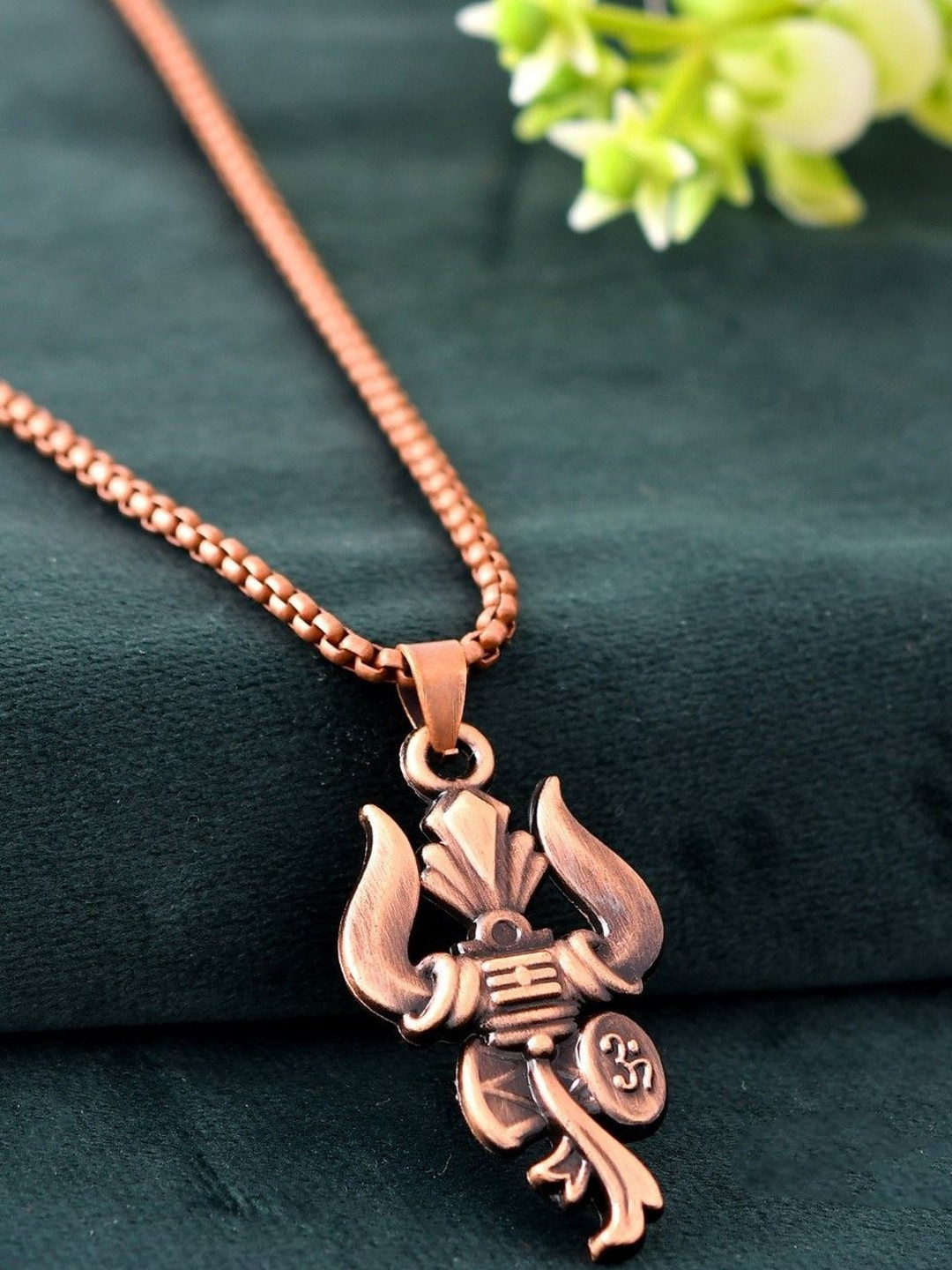 P. R. PRINTS Unisex Lord Shiva Om Trishul Damaru Copper Pendants