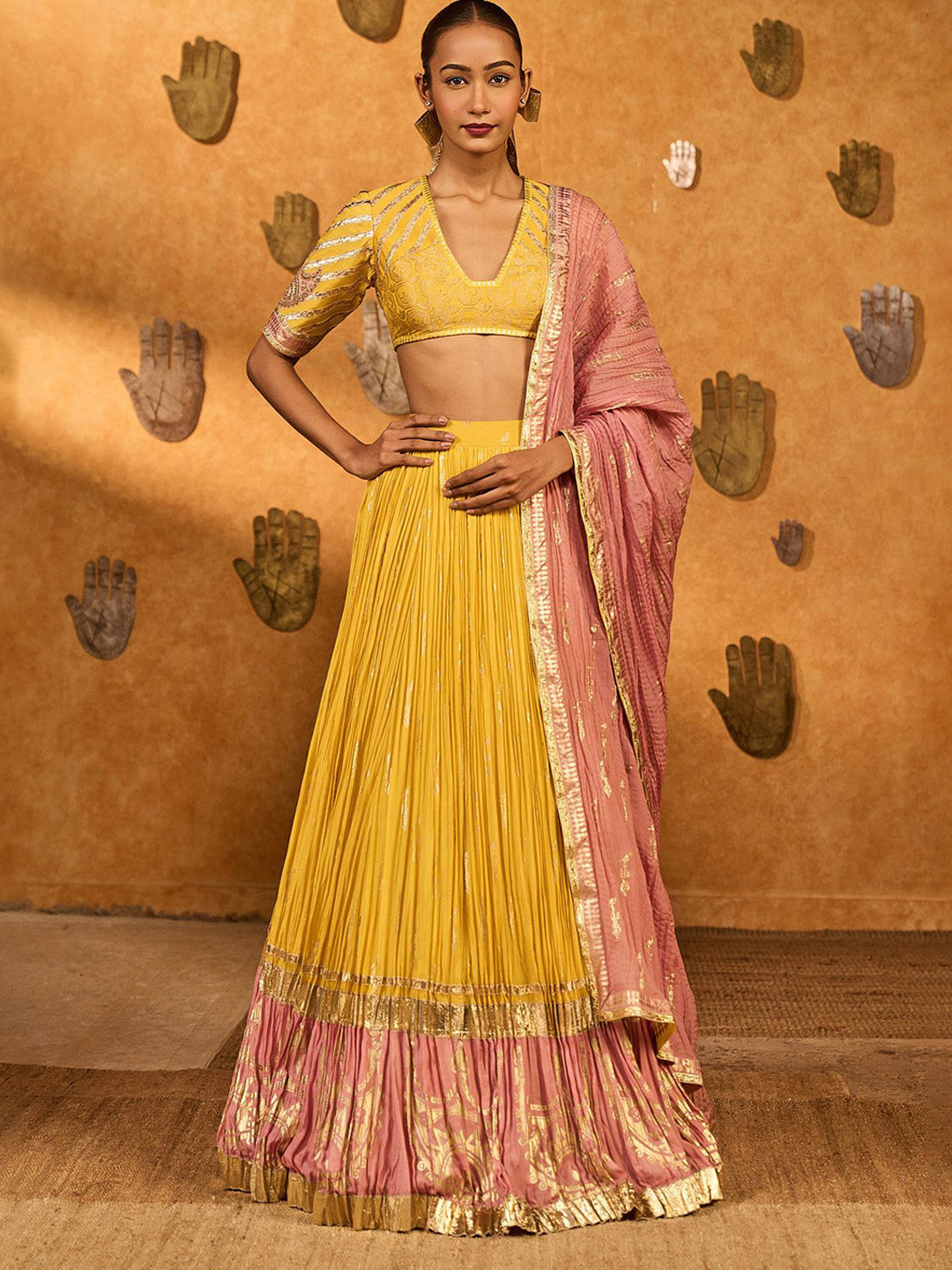 Masaba Woven Design Thread Work Ready To Wear Silk Lehenga & Blouse With Dupatta