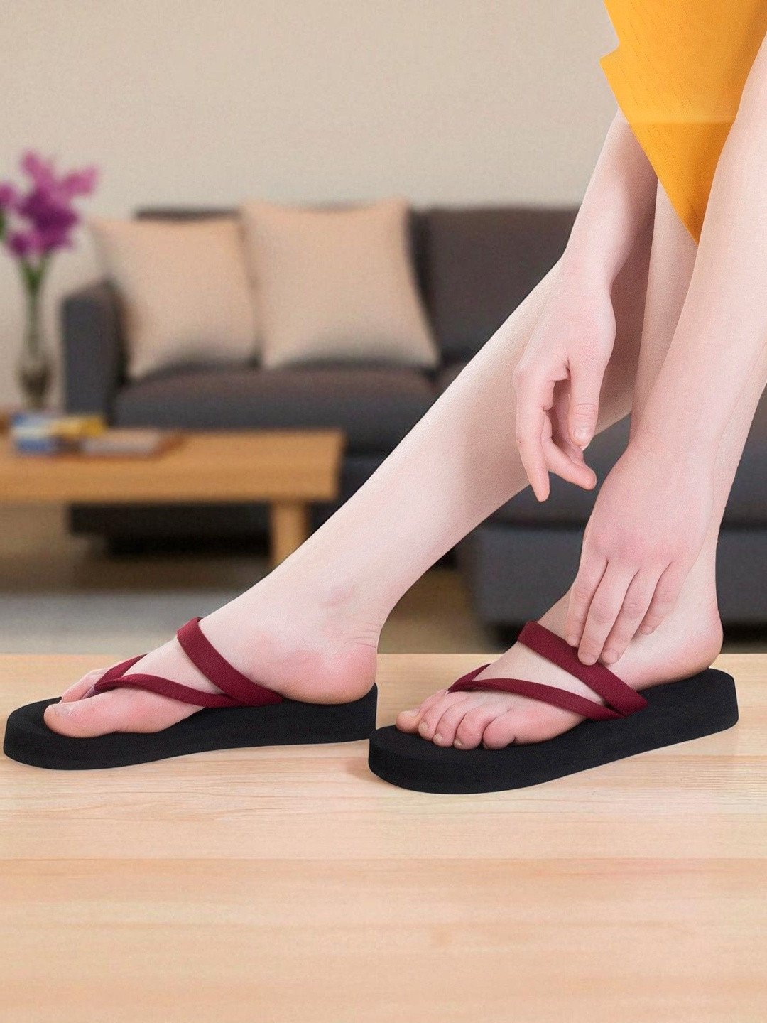 CORSICA Maroon Doctor Ortho Pain Relief Flip Flop Super Soft Anti-Skid Heels Slipper