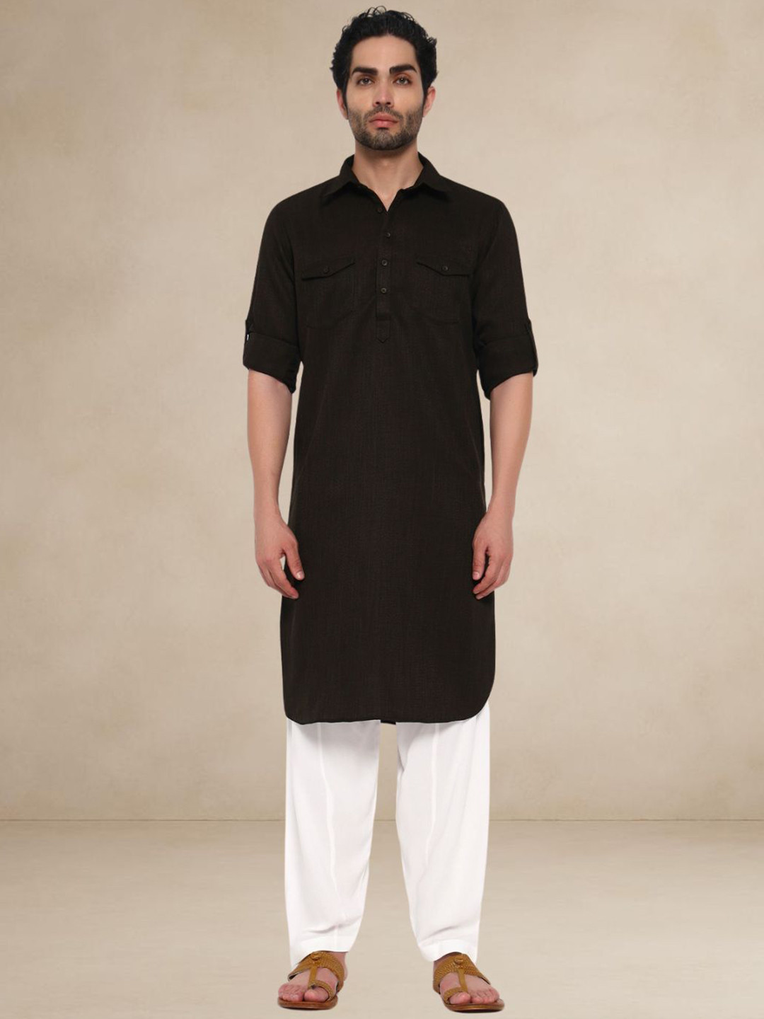 BETTINO Men Solid Textured Utility Pathani Kurta with Salwar